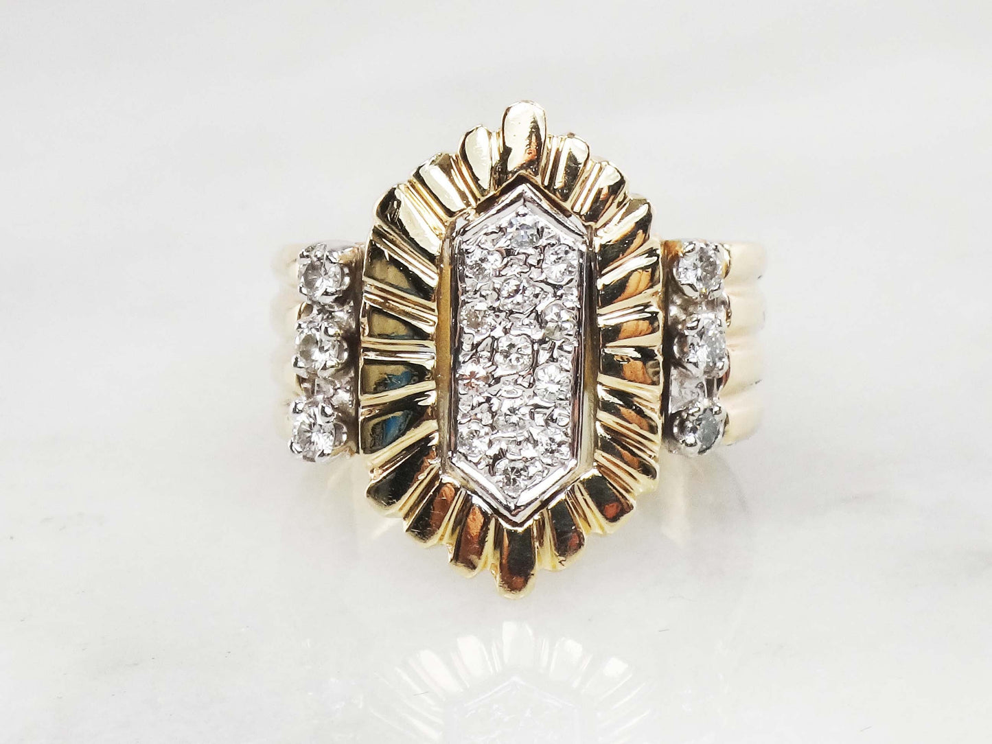 Vintage 14k Yellow Gold Diamond Cluster Ring (.30 CTS, Size 5.5)