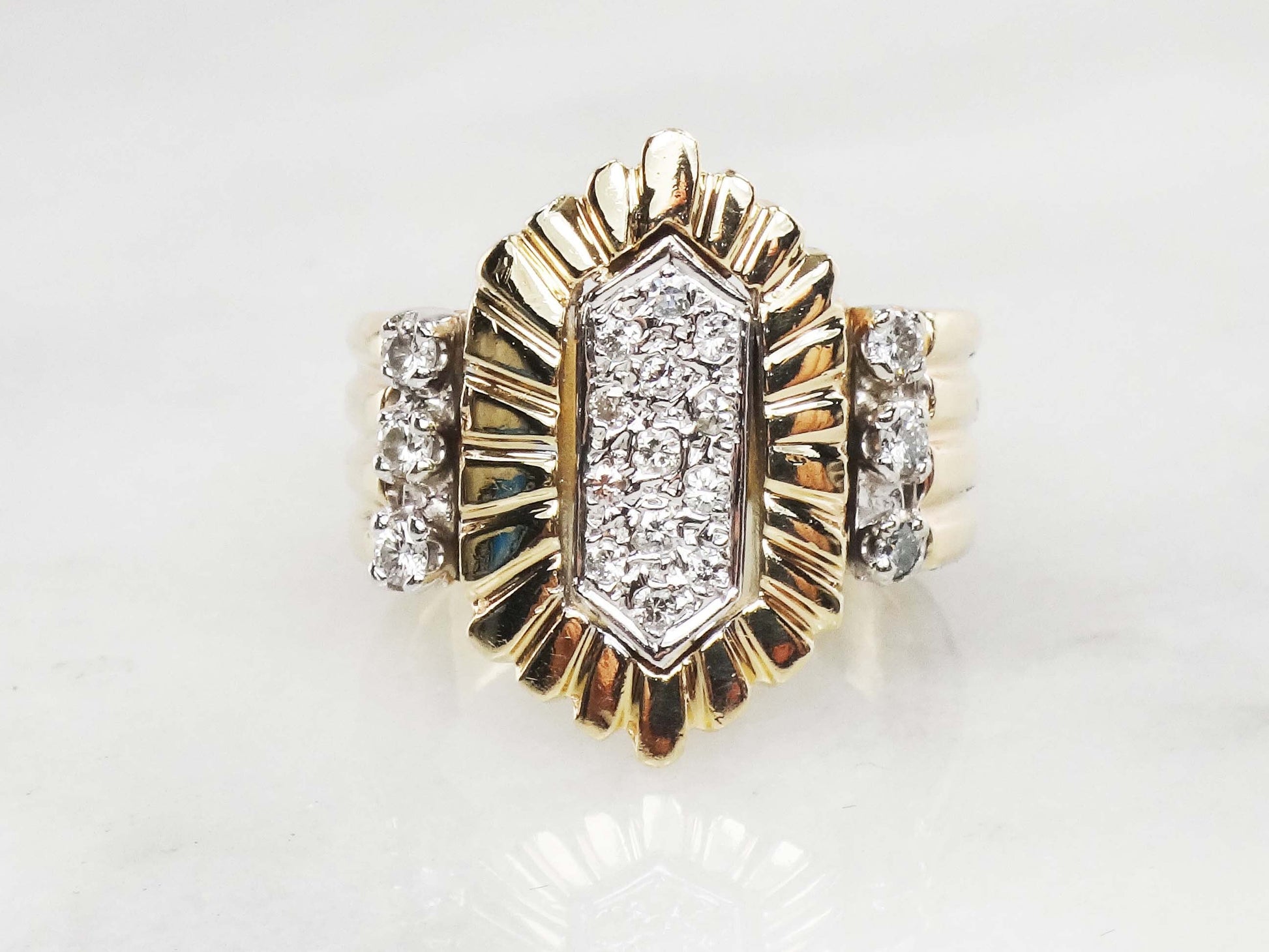 Vintage 14k Yellow Gold Diamond Cluster Ring (.30 CTS, Size 5.5)