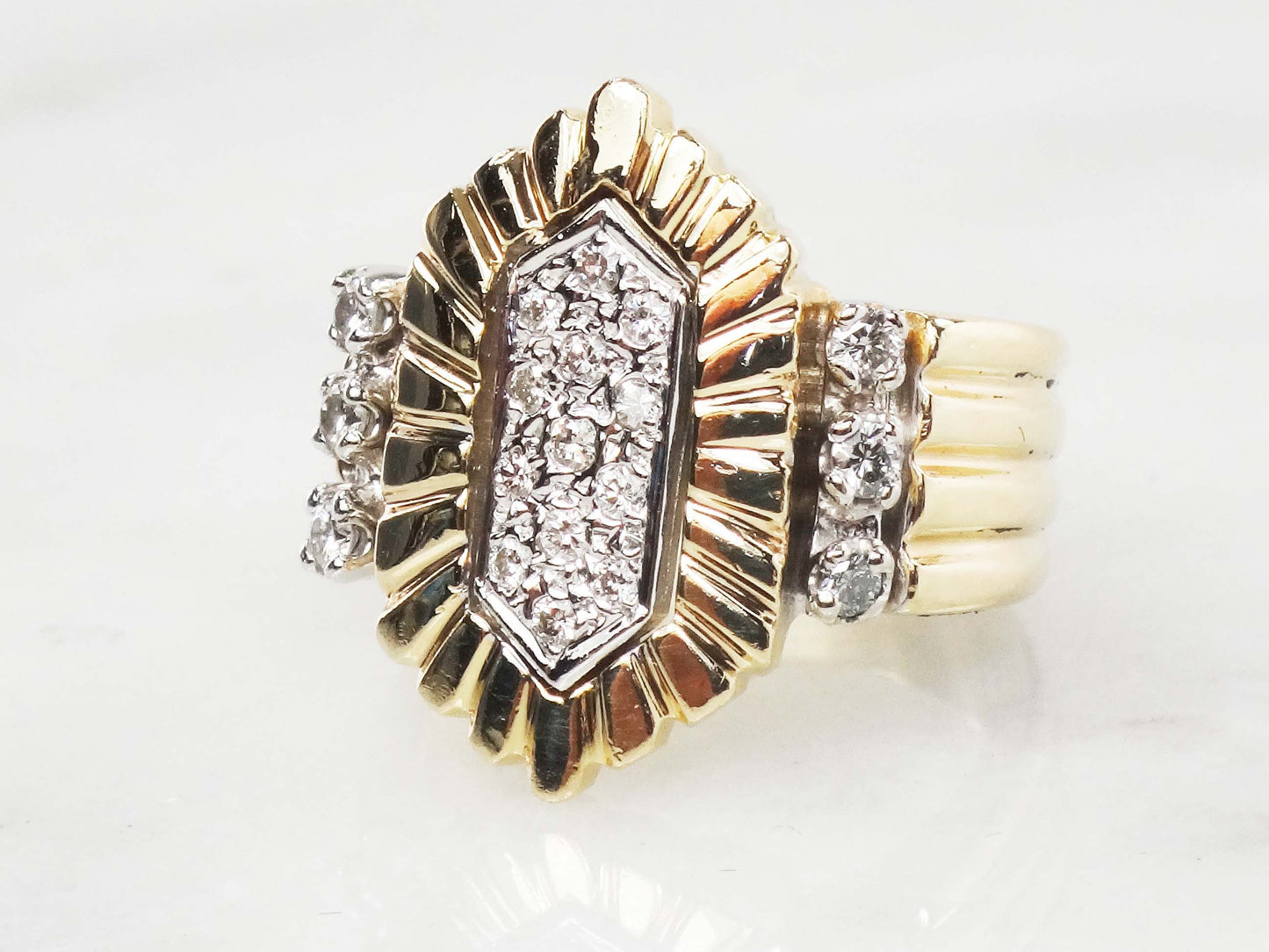 Vintage 14k Yellow Gold Diamond Cluster Ring (.30 CTS, Size 5.5)