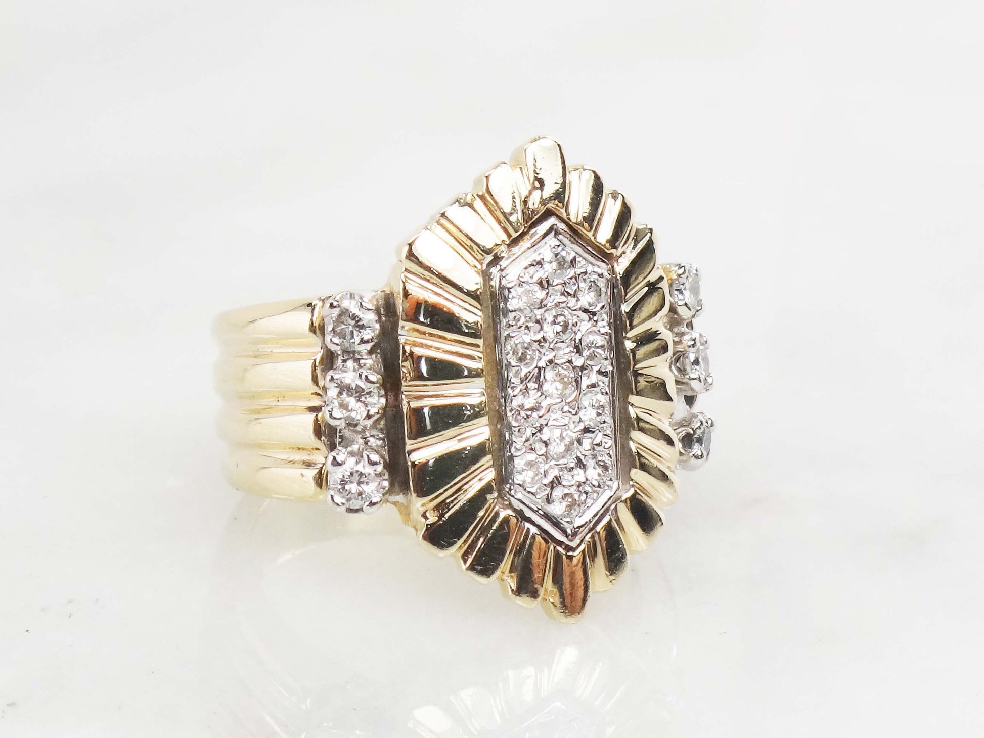 Vintage 14k Yellow Gold Diamond Cluster Ring (.30 CTS, Size 5.5)