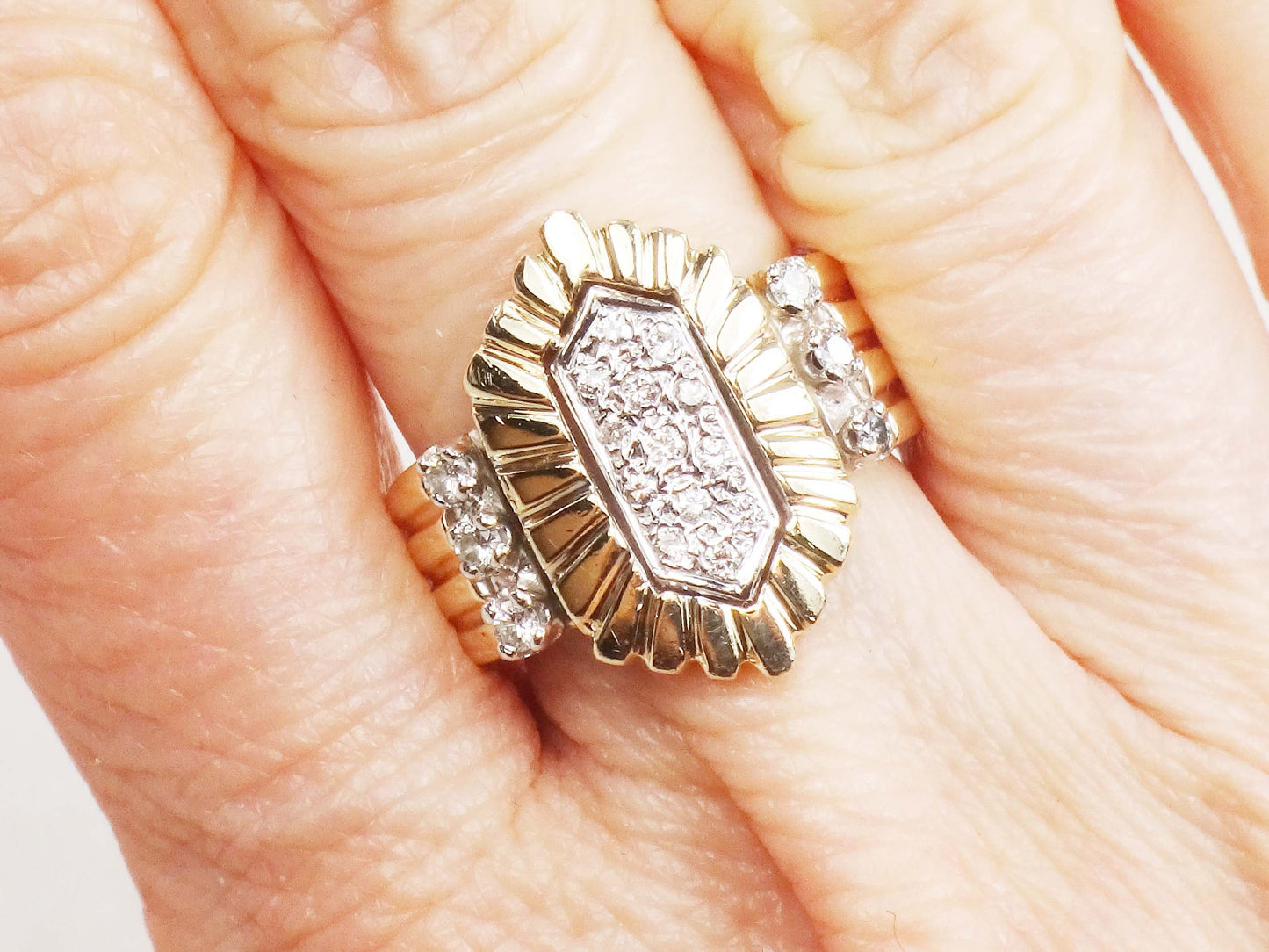 Vintage 14k Yellow Gold Diamond Cluster Ring (.30 CTS, Size 5.5)