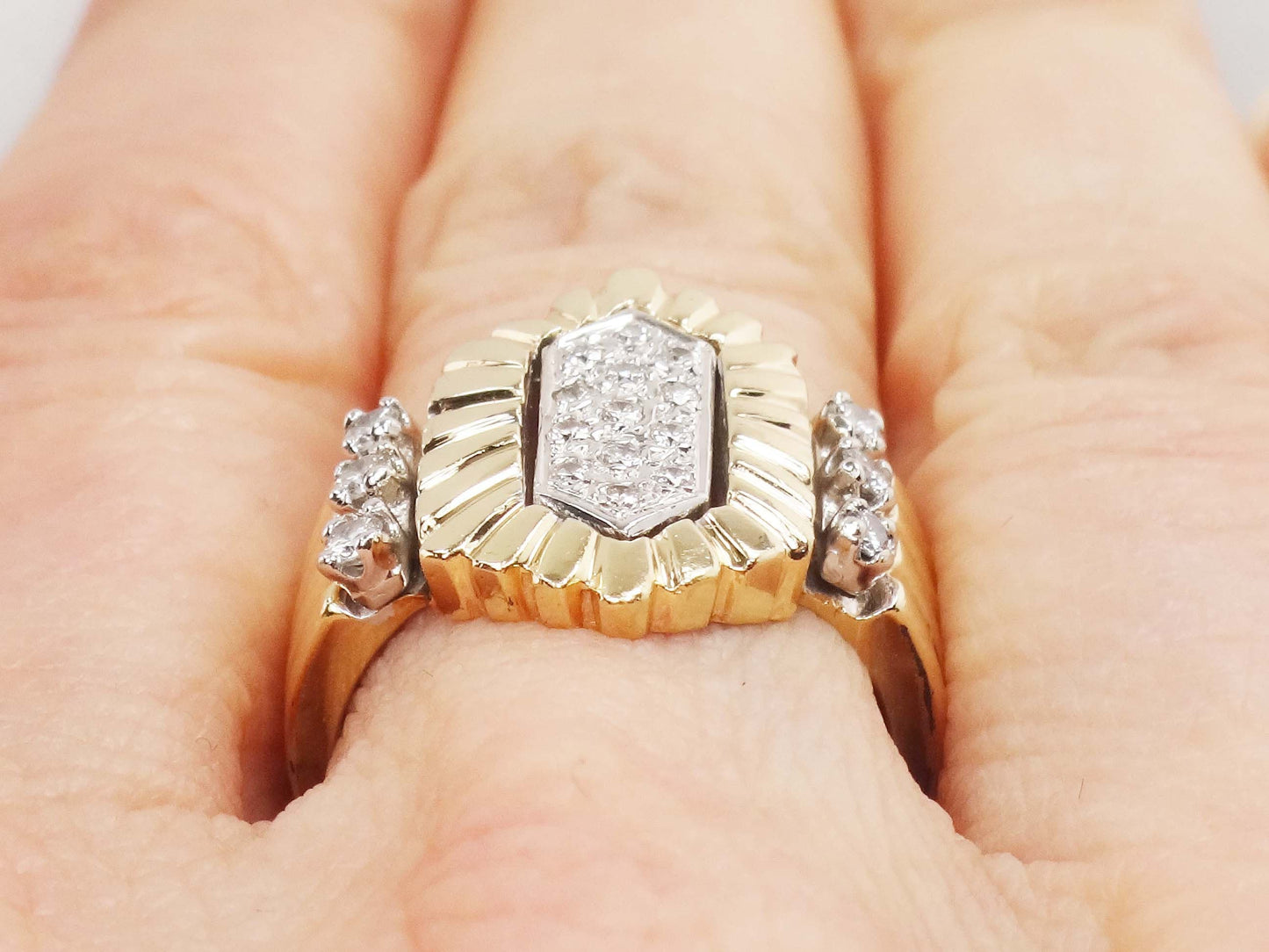 Vintage 14k Yellow Gold Diamond Cluster Ring (.30 CTS, Size 5.5)