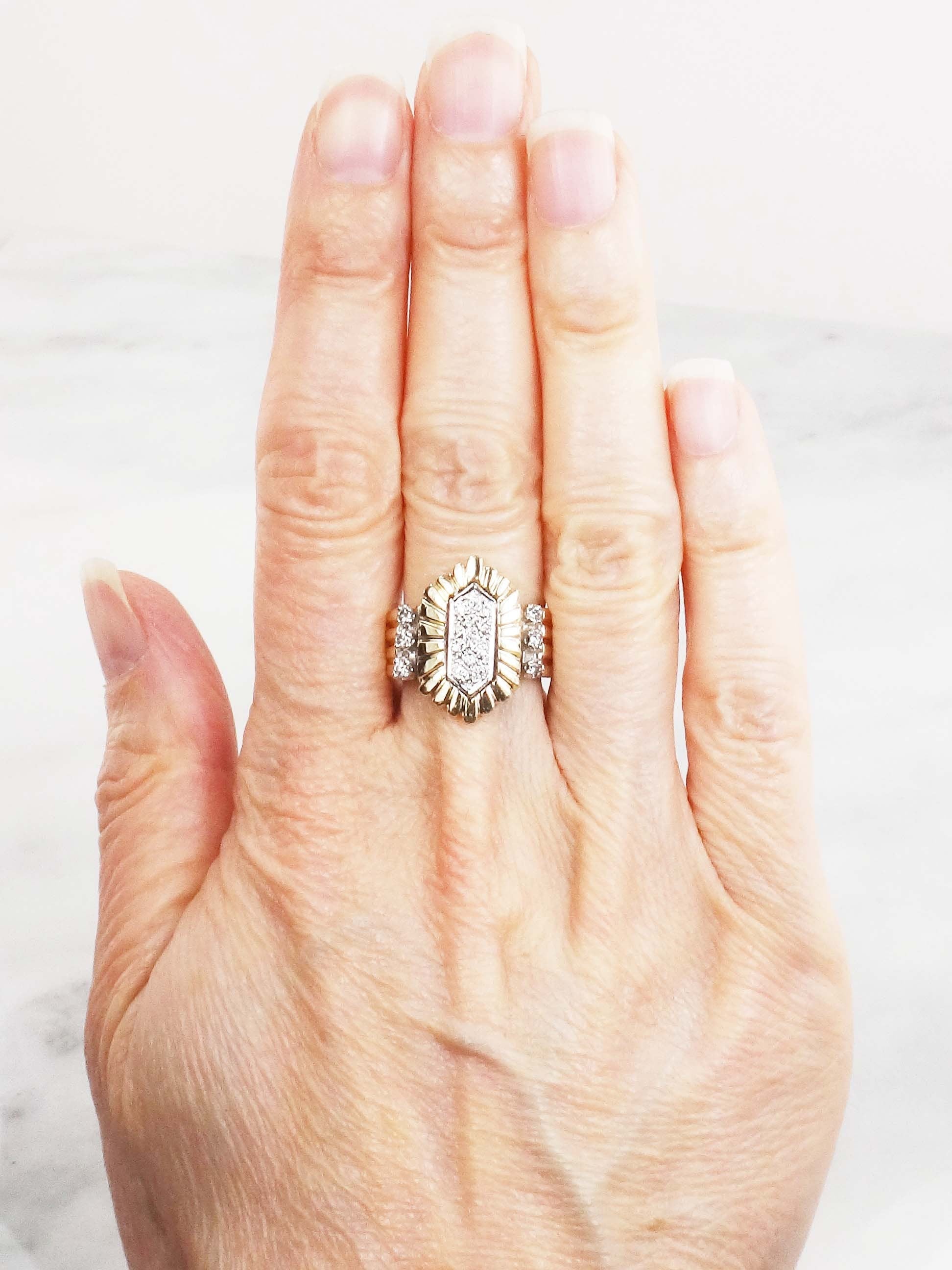 Vintage 14k Yellow Gold Diamond Cluster Ring (.30 CTS, Size 5.5)