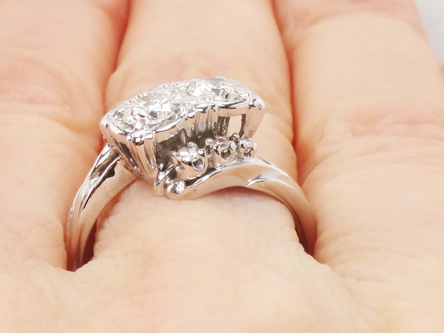 Vintage Toi et Moi Diamond Ring: 0.75 Carat, 14k White Gold Anniversary Ring
