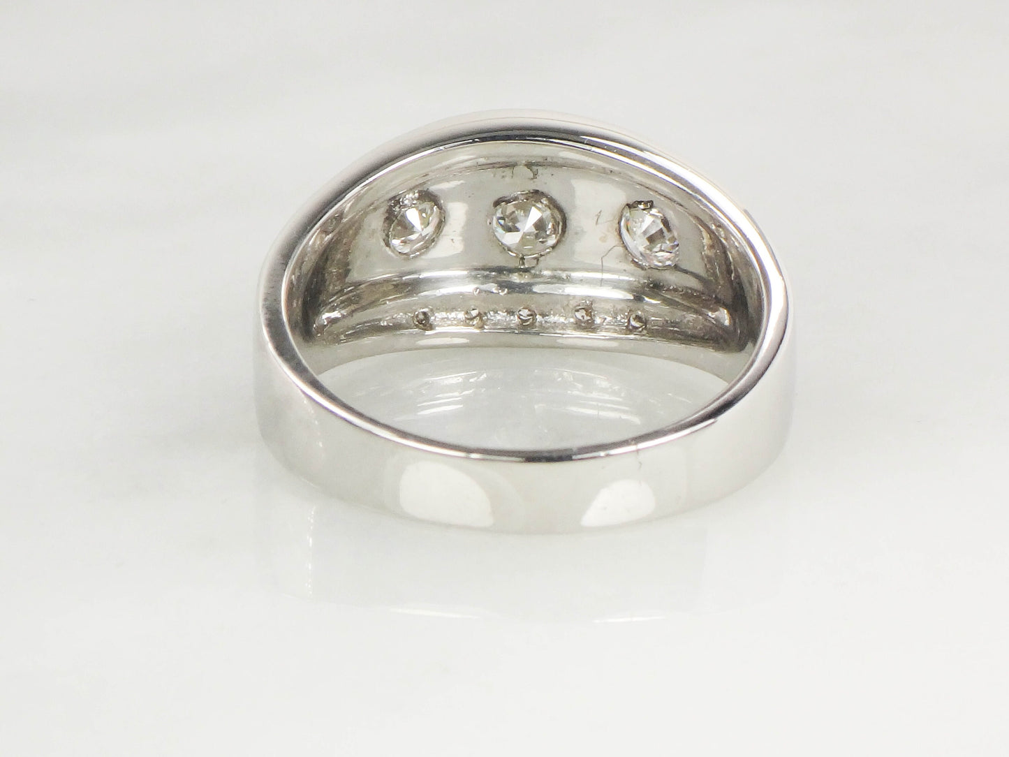 Vintage 14k White Gold Diamond Sunburst Band Ring - Over 1 Carat, Size 11