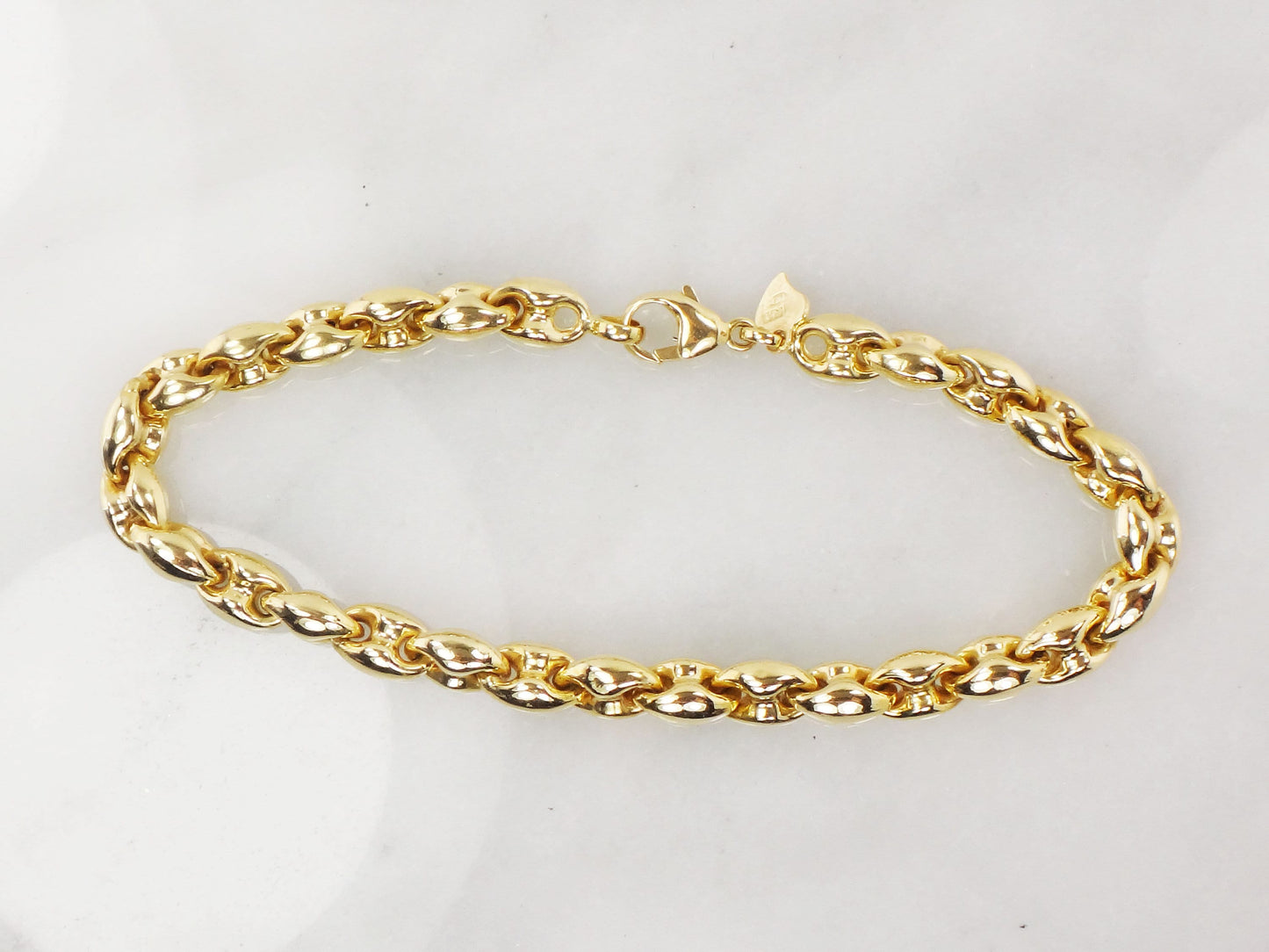 Vintage 18k Yellow Gold Mariner Link Bracelet - Italian Puffed Design