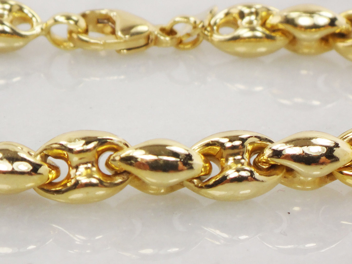 Vintage 18k Yellow Gold Mariner Link Bracelet - Italian Puffed Design