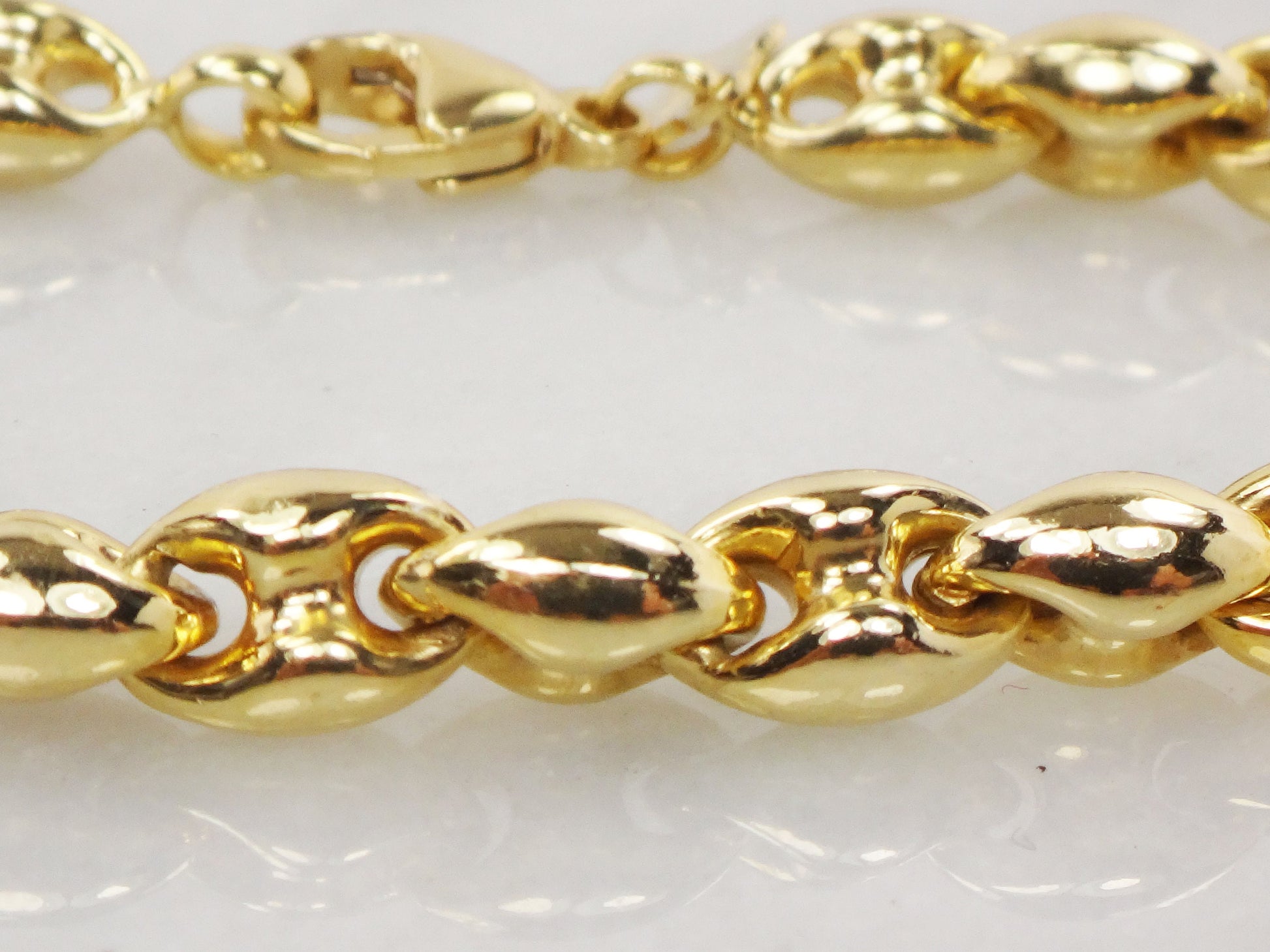 Vintage 18k Yellow Gold Mariner Link Bracelet - Italian Puffed Design