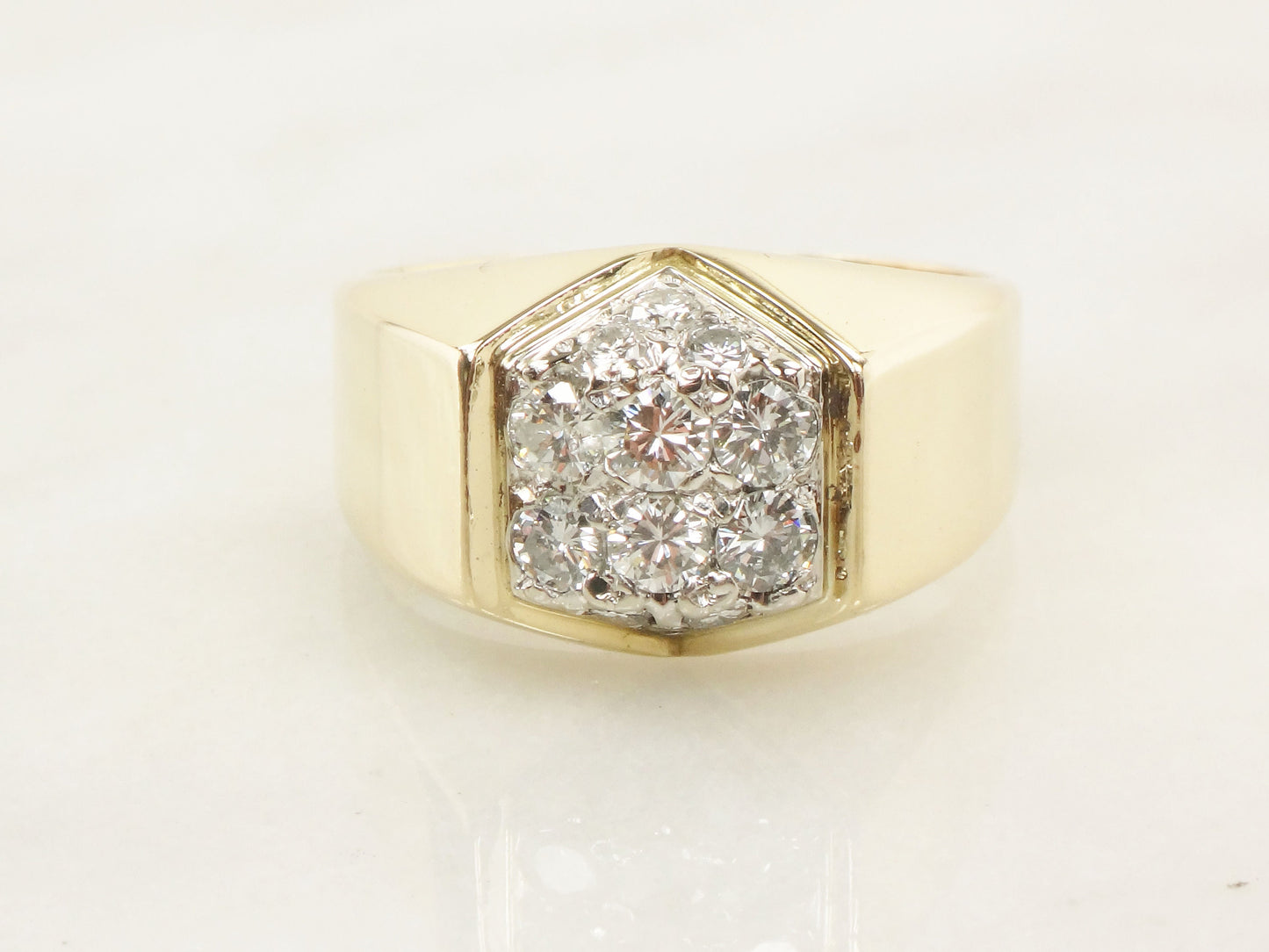 Vintage IB Goodman 14k Yellow Gold Diamond Cluster Ring - 1 CT, Size 10