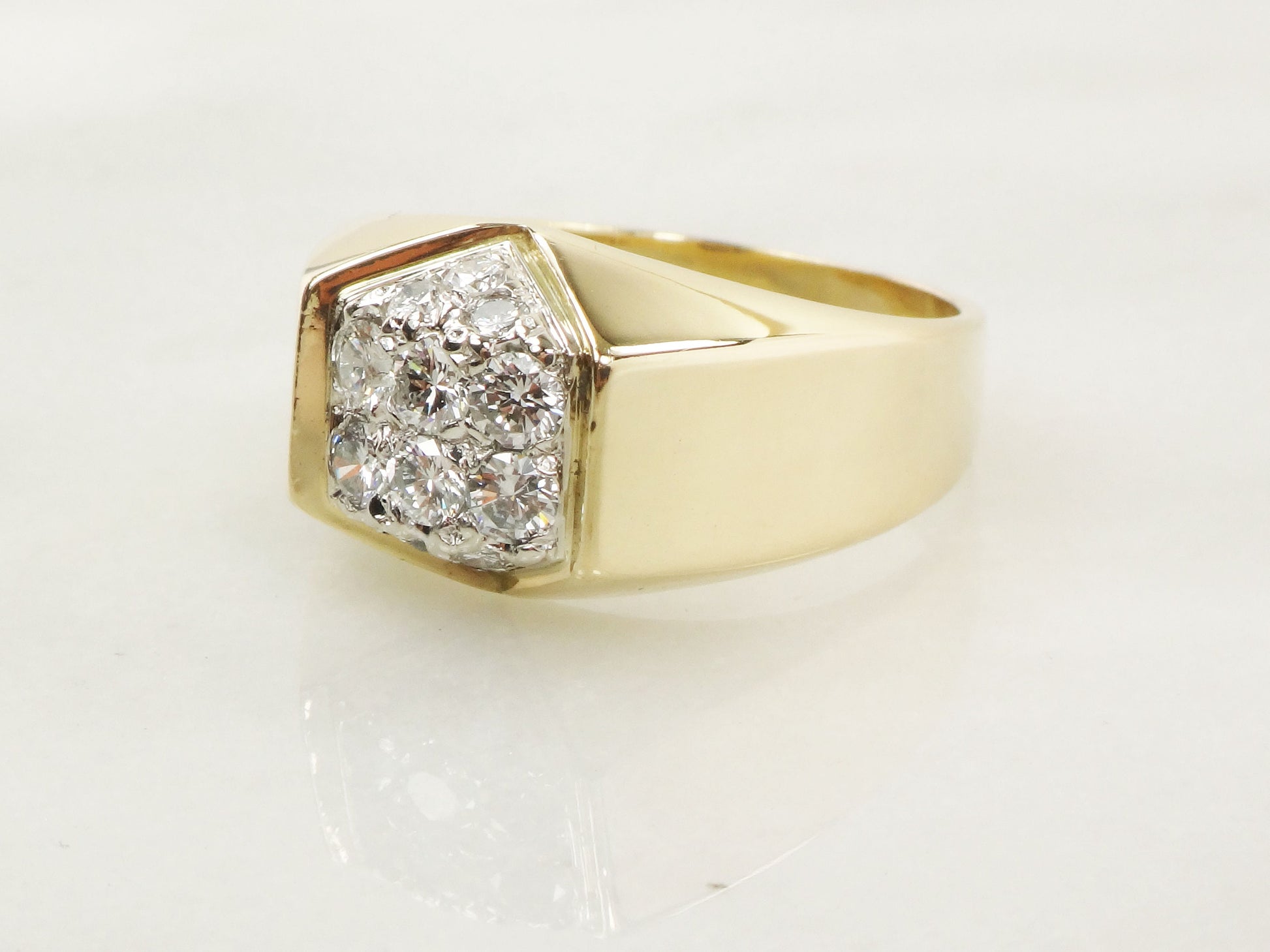 Vintage IB Goodman 14k Yellow Gold Diamond Cluster Ring - 1 CT, Size 10