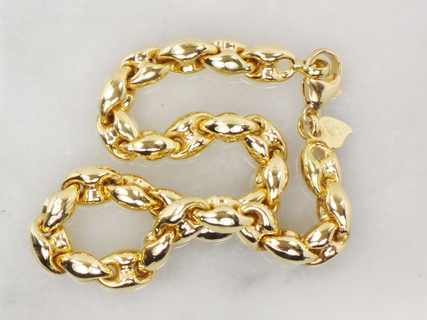 Vintage 18k Yellow Gold Mariner Link Bracelet - Italian Puffed Design