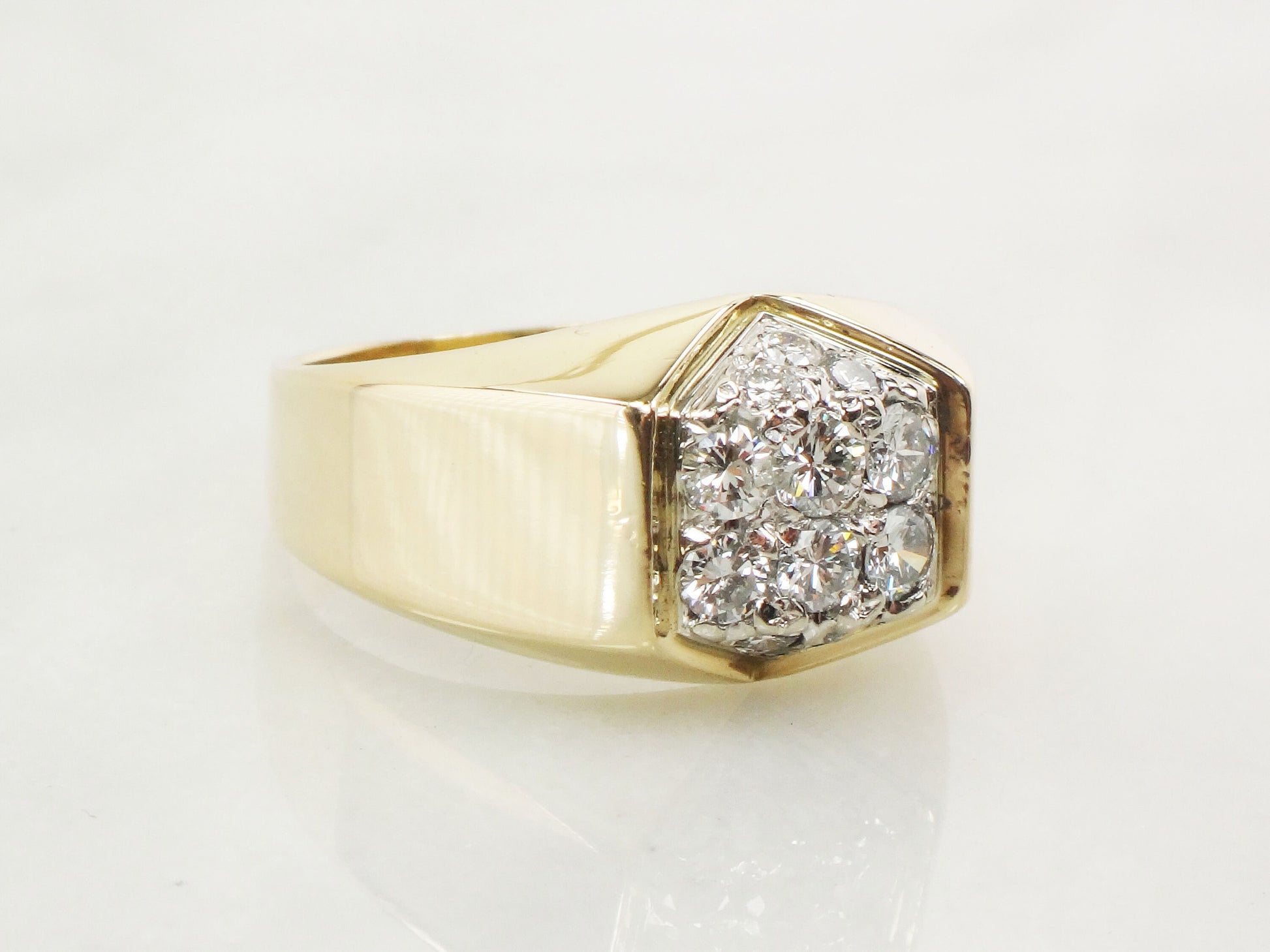 Vintage IB Goodman 14k Yellow Gold Diamond Cluster Ring - 1 CT, Size 10