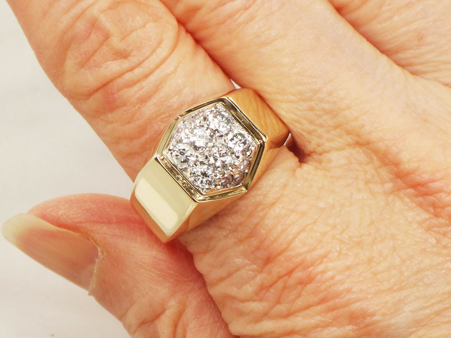 Vintage IB Goodman 14k Yellow Gold Diamond Cluster Ring - 1 CT, Size 10