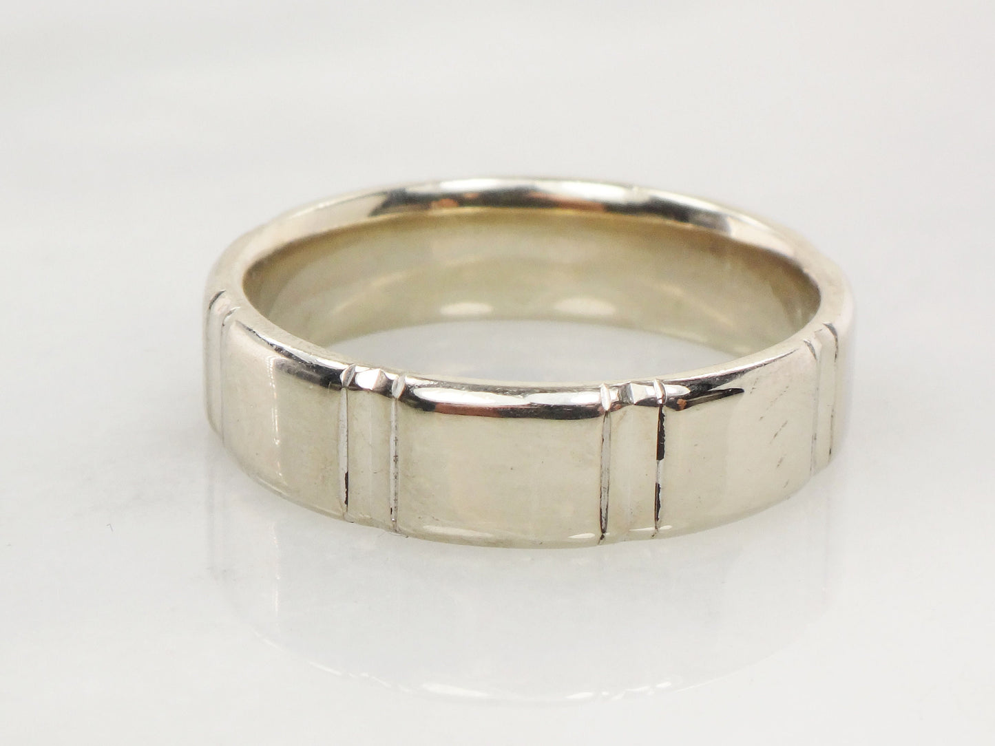Vintage 14k White Gold Wedding Band 6 mm Size 9.5