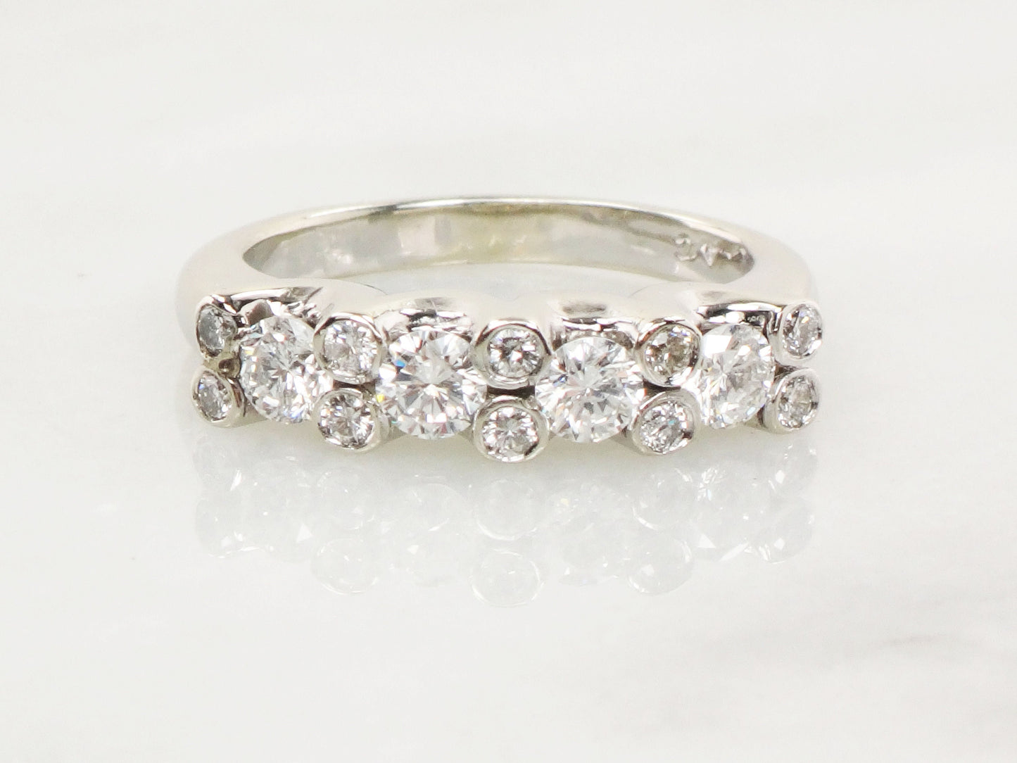 Vintage 14k White Gold Diamond Wedding Band - 1 Carat, Size 5.5