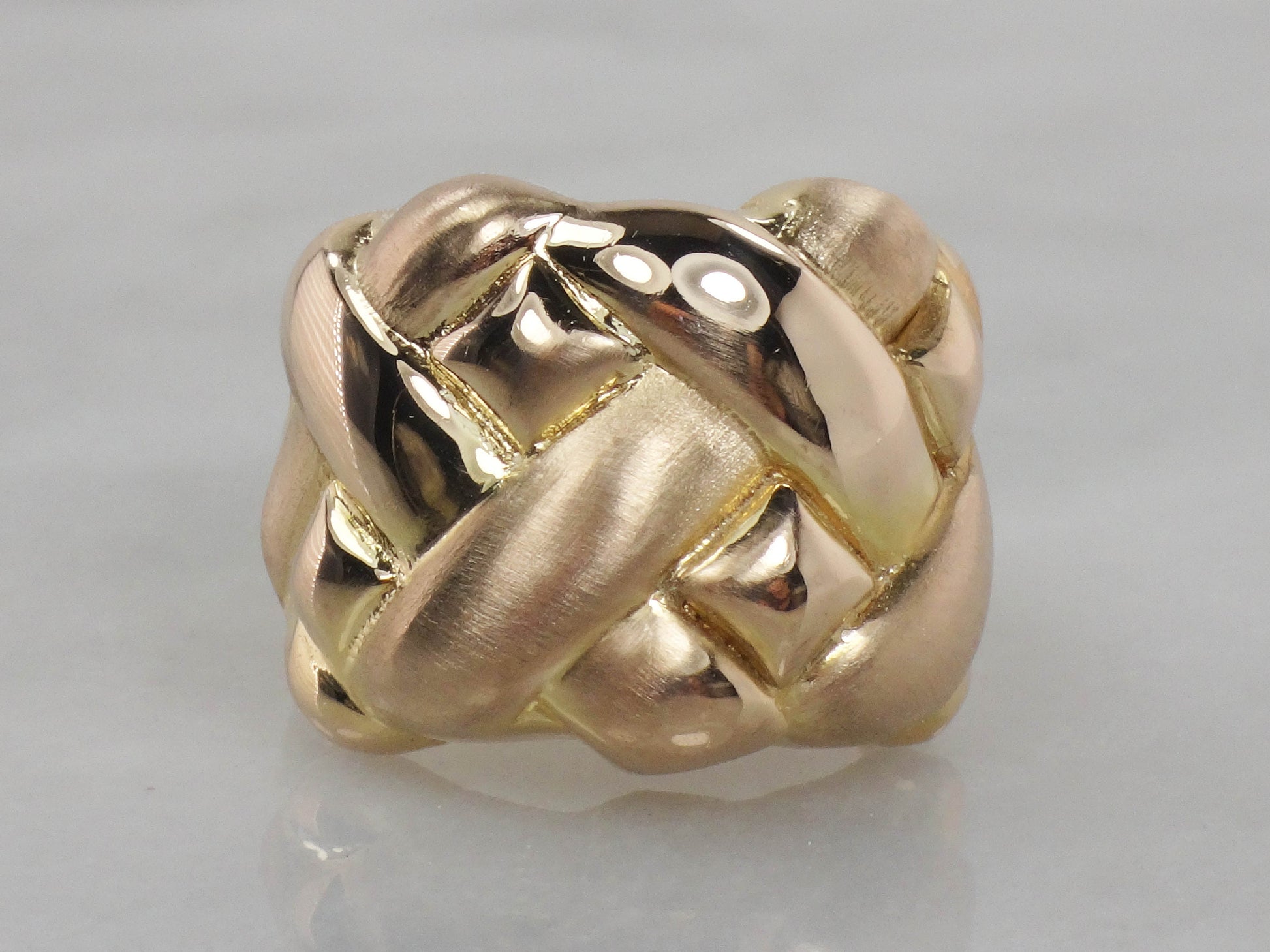 Vintage 14k Yellow Gold Wide Woven Basket Design Ring Size 10