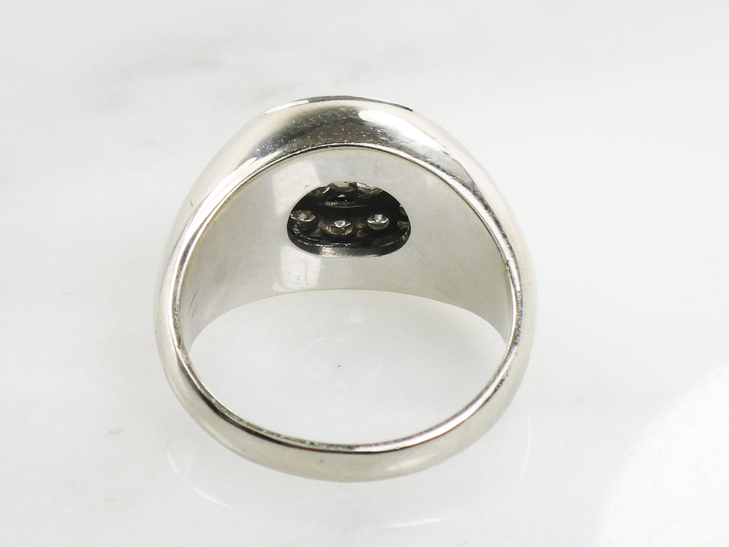 Vintage 14k White Gold Natural Diamond Cluster Ring High Quality Men's Diamond Ring 1 CT TDW Diamond Ring Size 9.5
