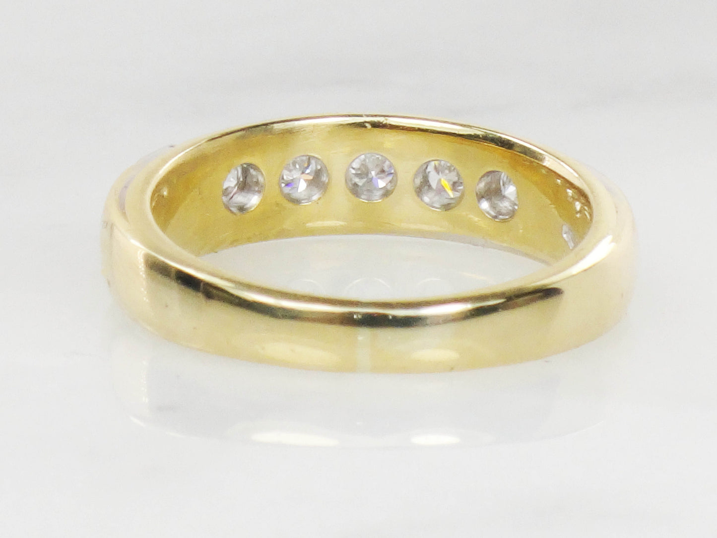Vintage 18k Two Tone Gold Diamond Wedding Band - 1/2 CT TDW, Size 6
