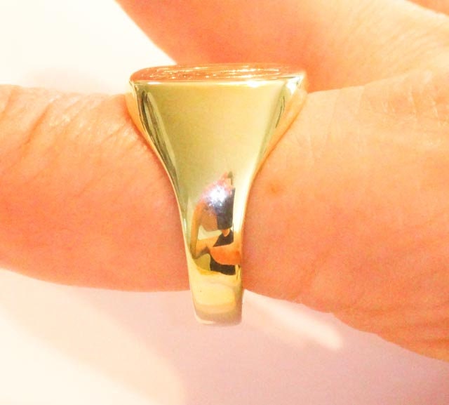 Vintage 14k Yellow Gold Signet Ring: Engraved Monogram, Size 10