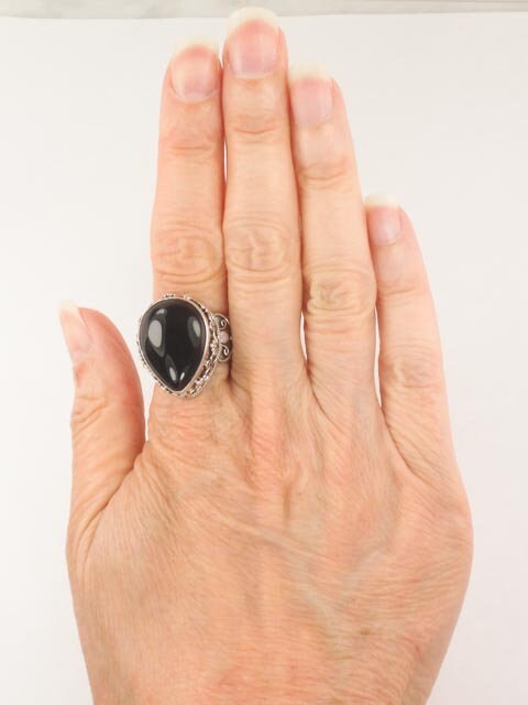 Vintage Suarti Sterling Silver Black Onyx Ring - Size 10