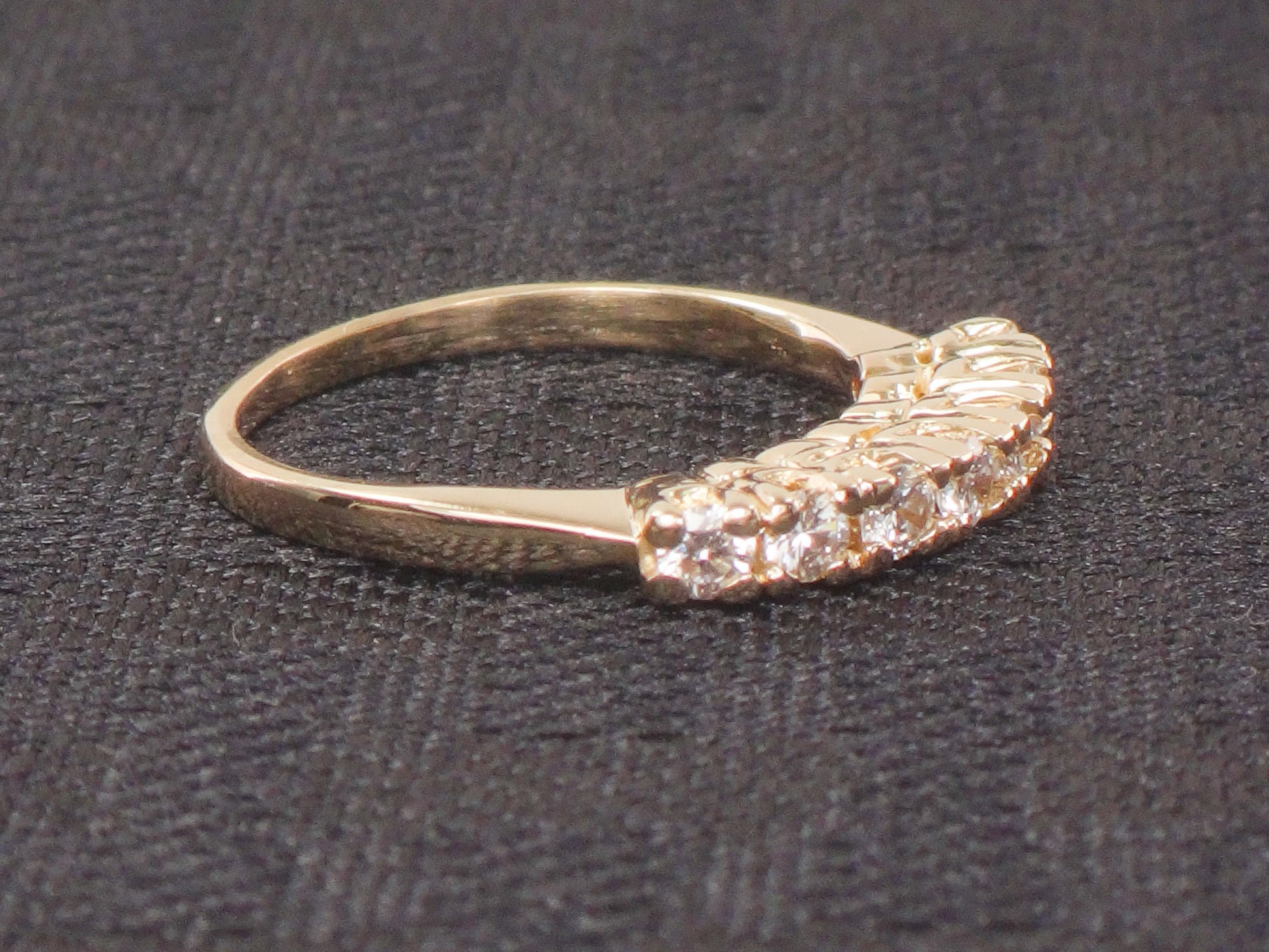 Vintage 14k Two Tone Gold Natural Diamond Wedding Band Seven Stone Stacking Wedding Ring