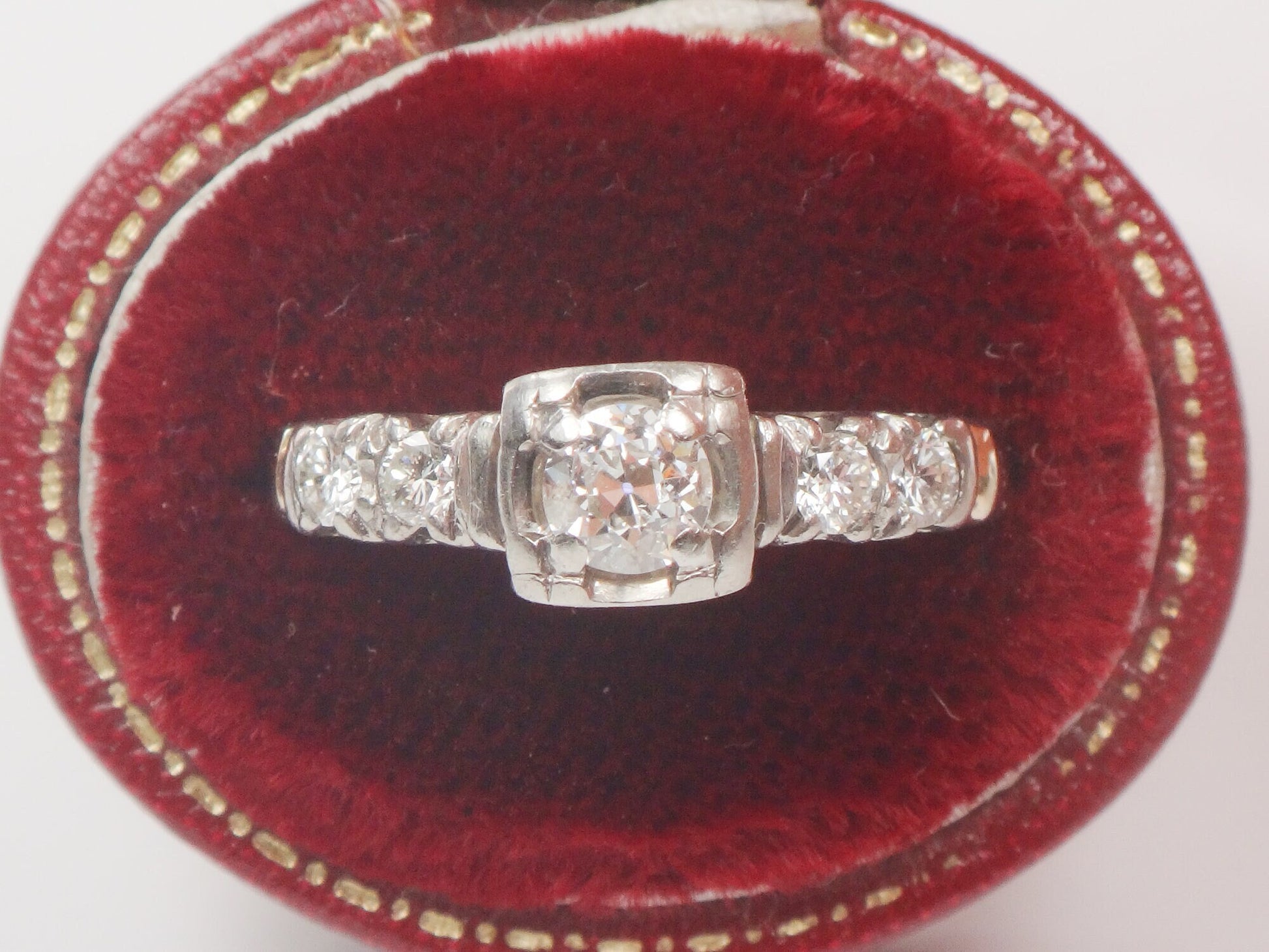 Vintage 14k White Gold Old European Cut Diamond Engagement Ring (.50 Carat TDW)