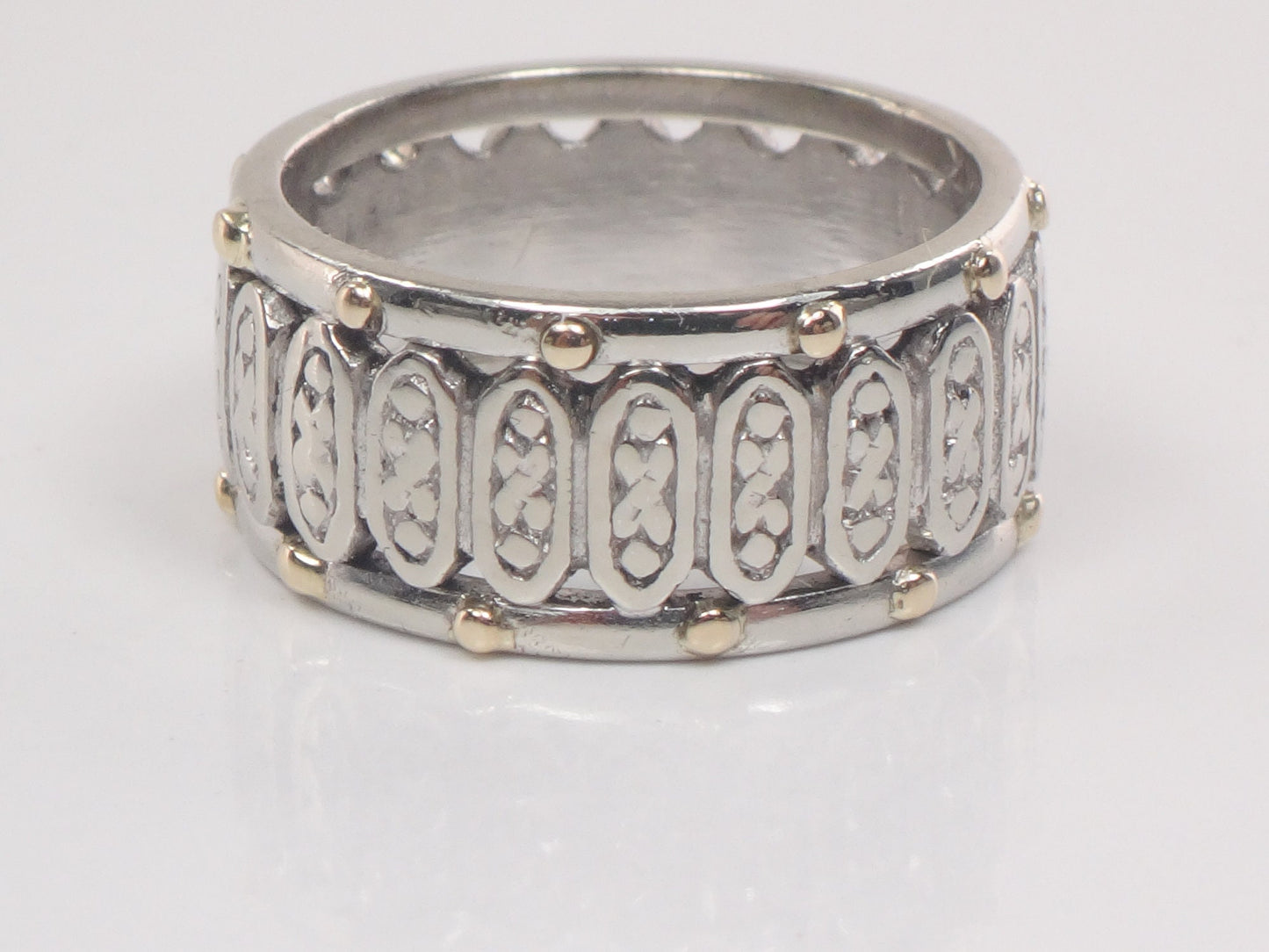 Vintage 14k Two Tone Gold Floral Wedding Band Ring - Size 5.25