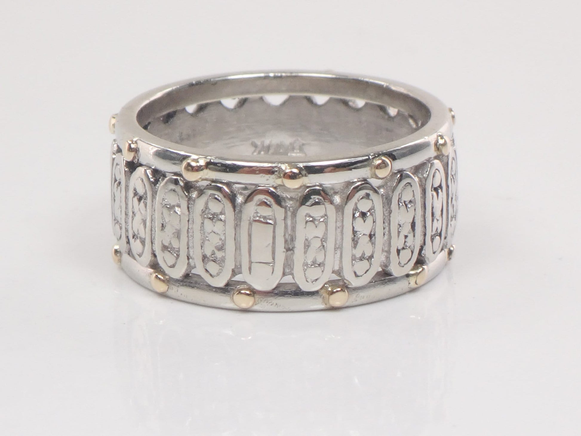 Vintage 14k Two Tone Gold Floral Wedding Band Ring - Size 5.25