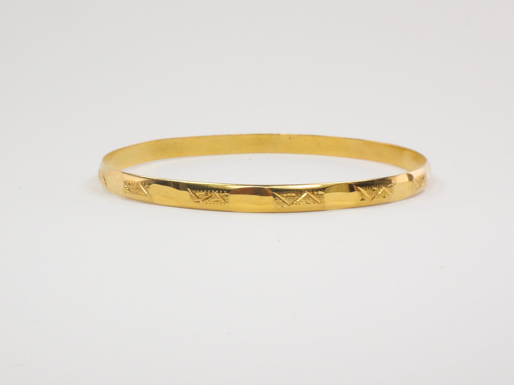 Vintage Solid 21k Yellow Gold Fancy Slip On Bangle Bracelet, Stacking Jewelry