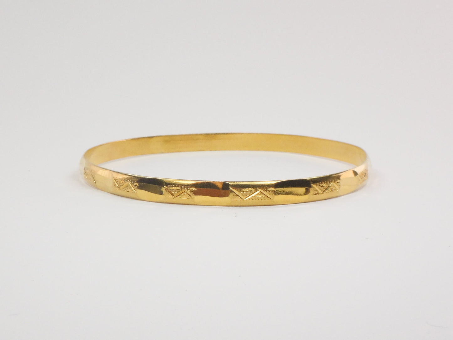 Vintage Solid 21k Yellow Gold Fancy Slip On Bangle Bracelet, Stacking Jewelry