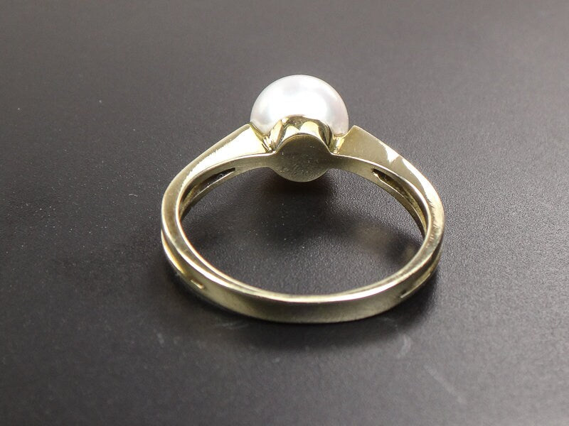 Vintage 14k Yellow Gold Cultured Pearl Ring - Modern Style, Size 5.5