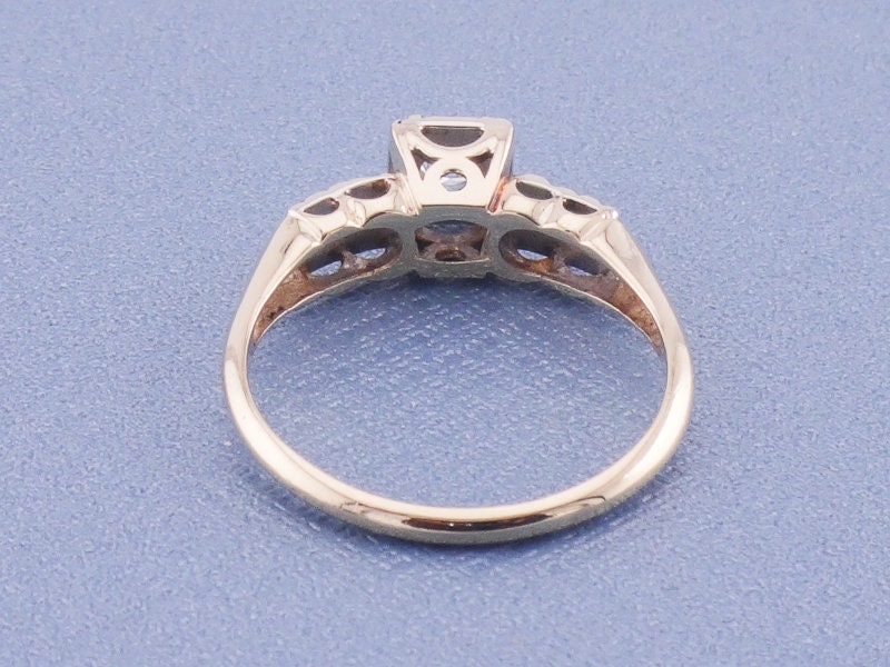 Vintage 14k Two Tone Gold Diamond Orange Blossom Engagement Ring Size 6.5