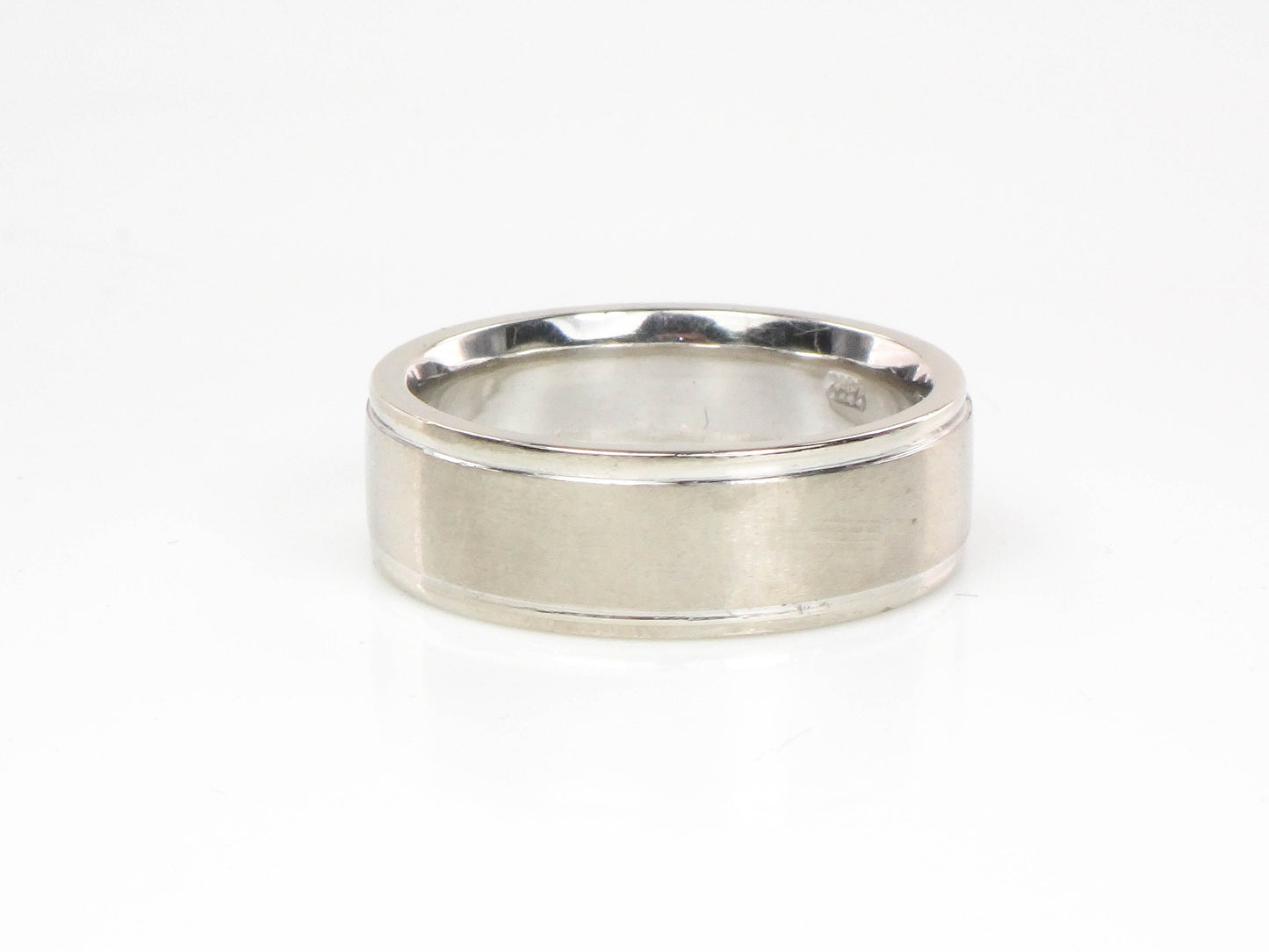 Vintage 14k White Gold Wedding Band 6.7 MM Wedding Ring Size 8