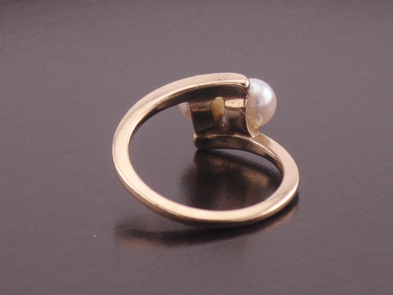 Vintage 14k Yellow Gold Toi et Moi Pearl Ring - Size 6