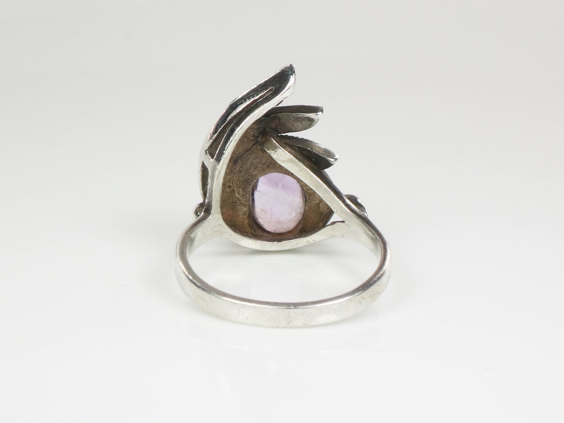 Vintage Sterling Silver Amethyst and Marcasite Ring, Purple February Birthstone Ring, Size 6.75