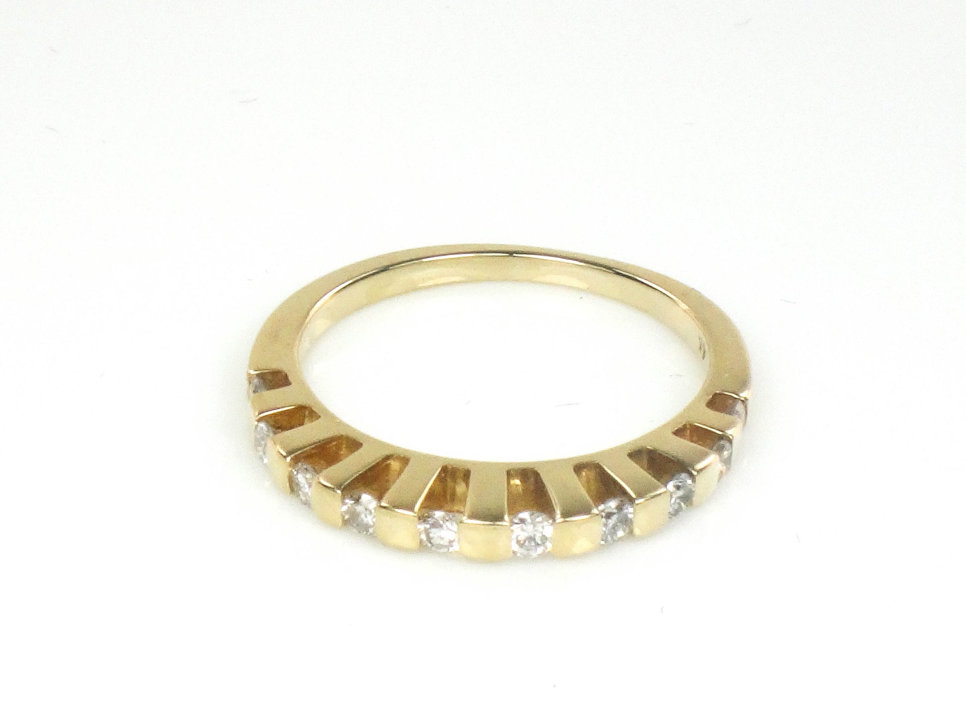 Vintage 14k Yellow Gold Diamond Wedding Band Ring, Size 4.75