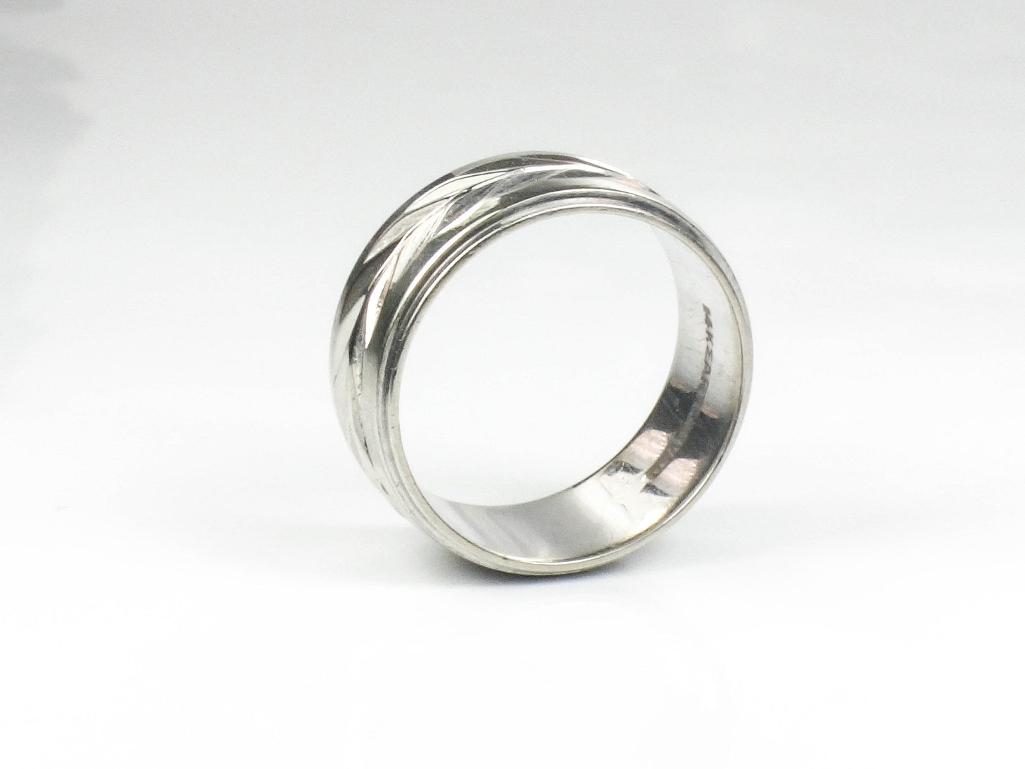 Vintage ArtCarved 14k White Gold Wedding Band - Wheat Design, Size 6