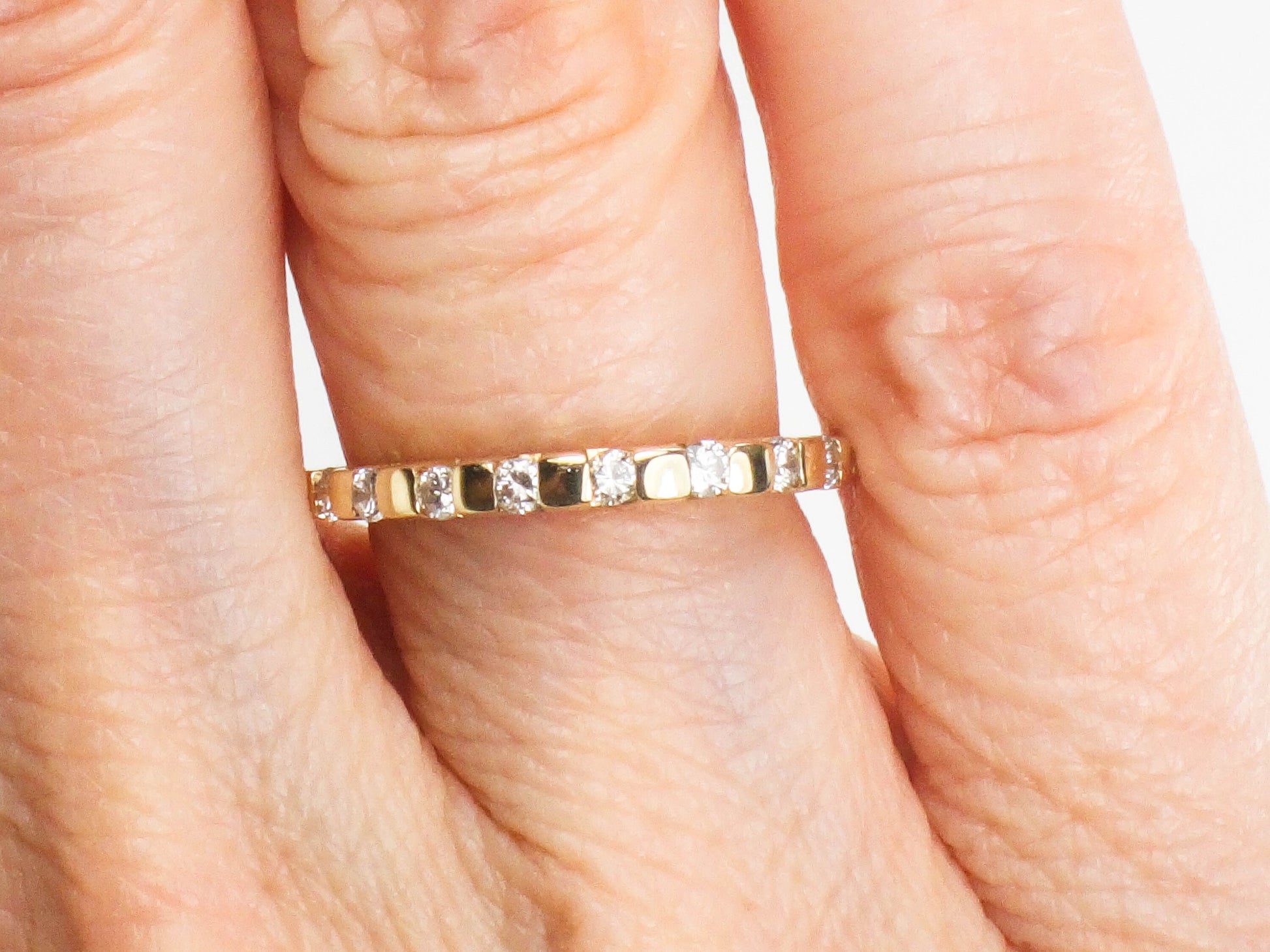 Vintage 14k Yellow Gold Diamond Wedding Band Ring, Size 4.75