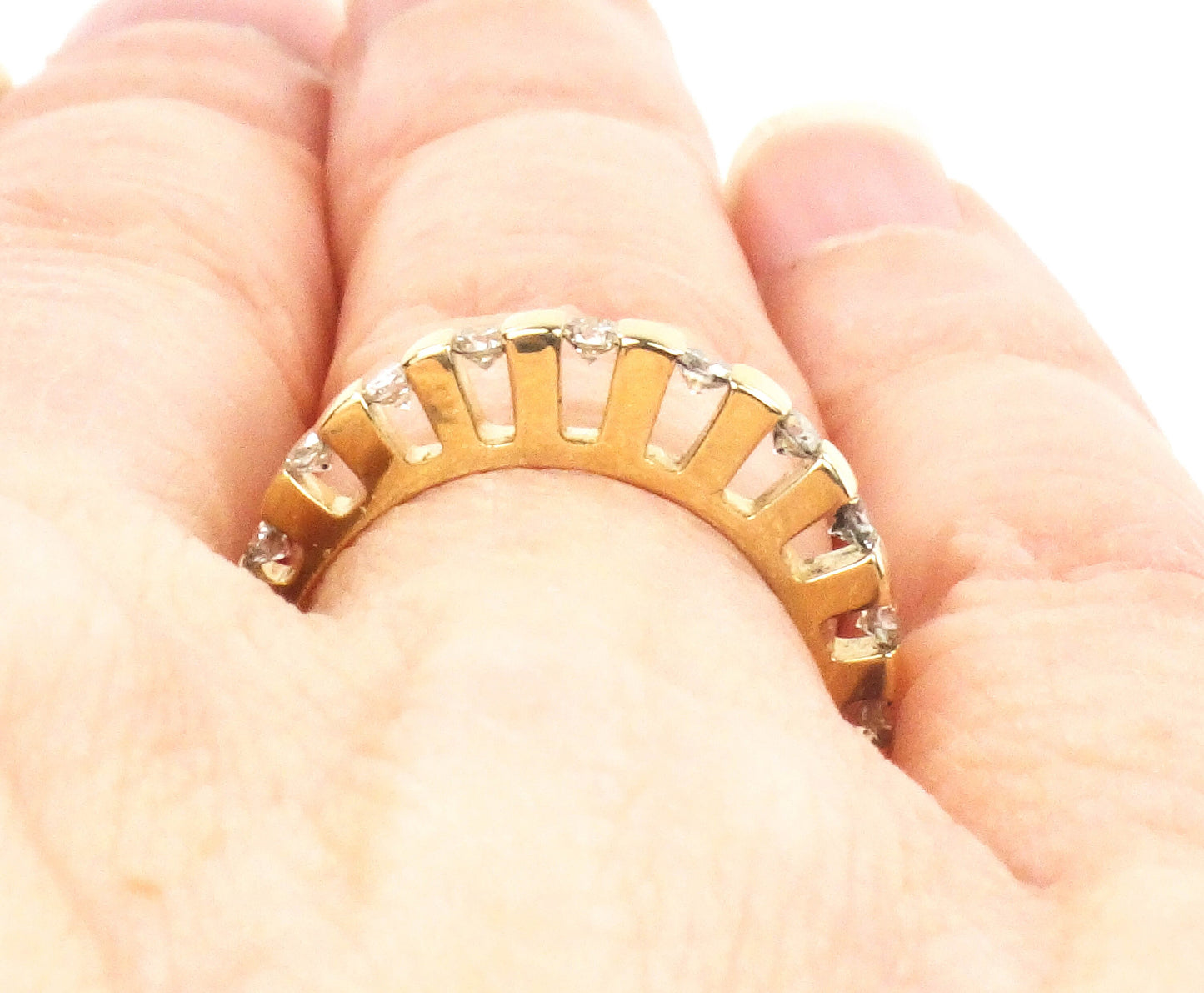 Vintage 14k Yellow Gold Diamond Wedding Band Ring, Size 4.75