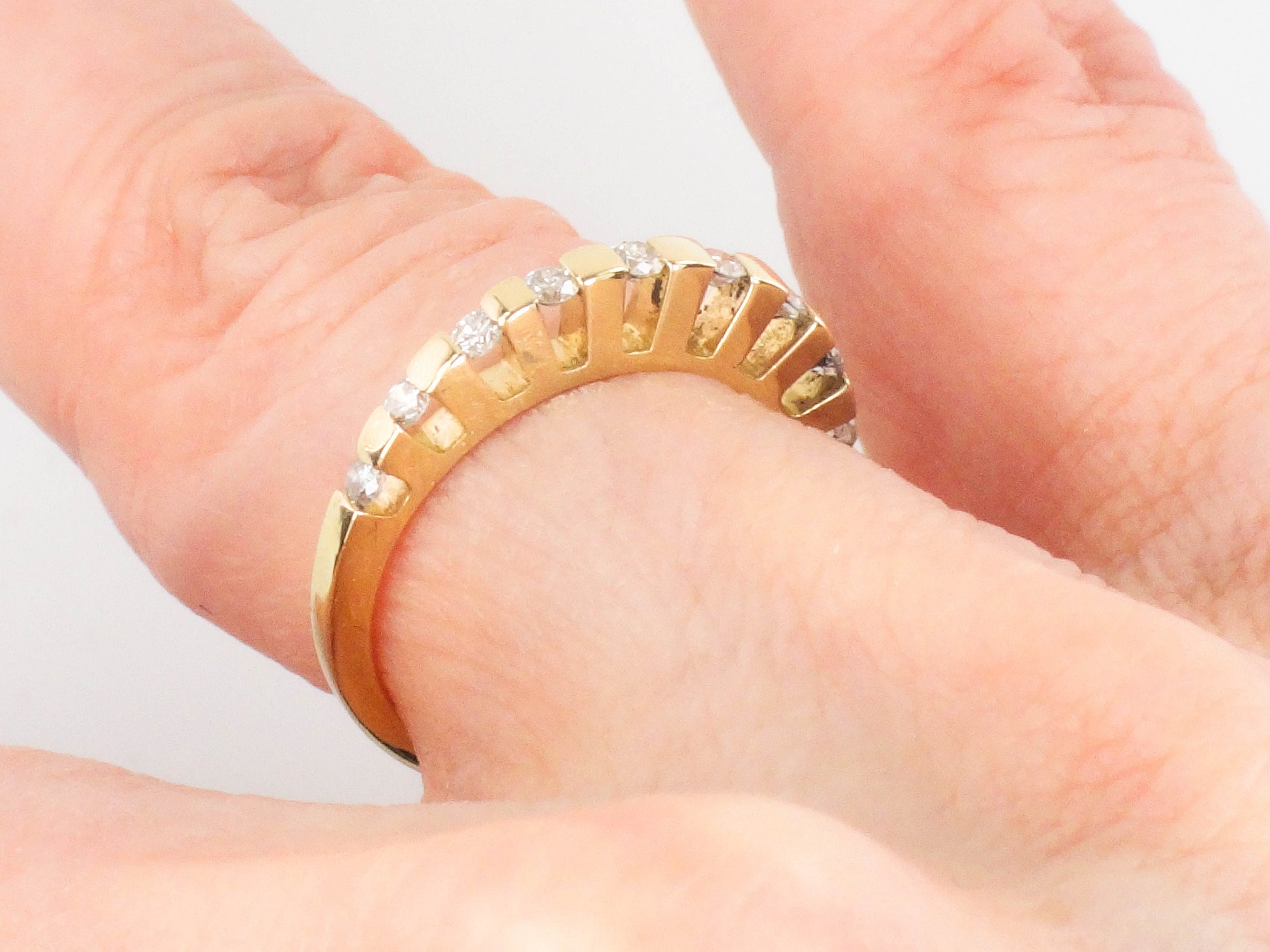 Vintage 14k Yellow Gold Diamond Wedding Band Ring, Size 4.75