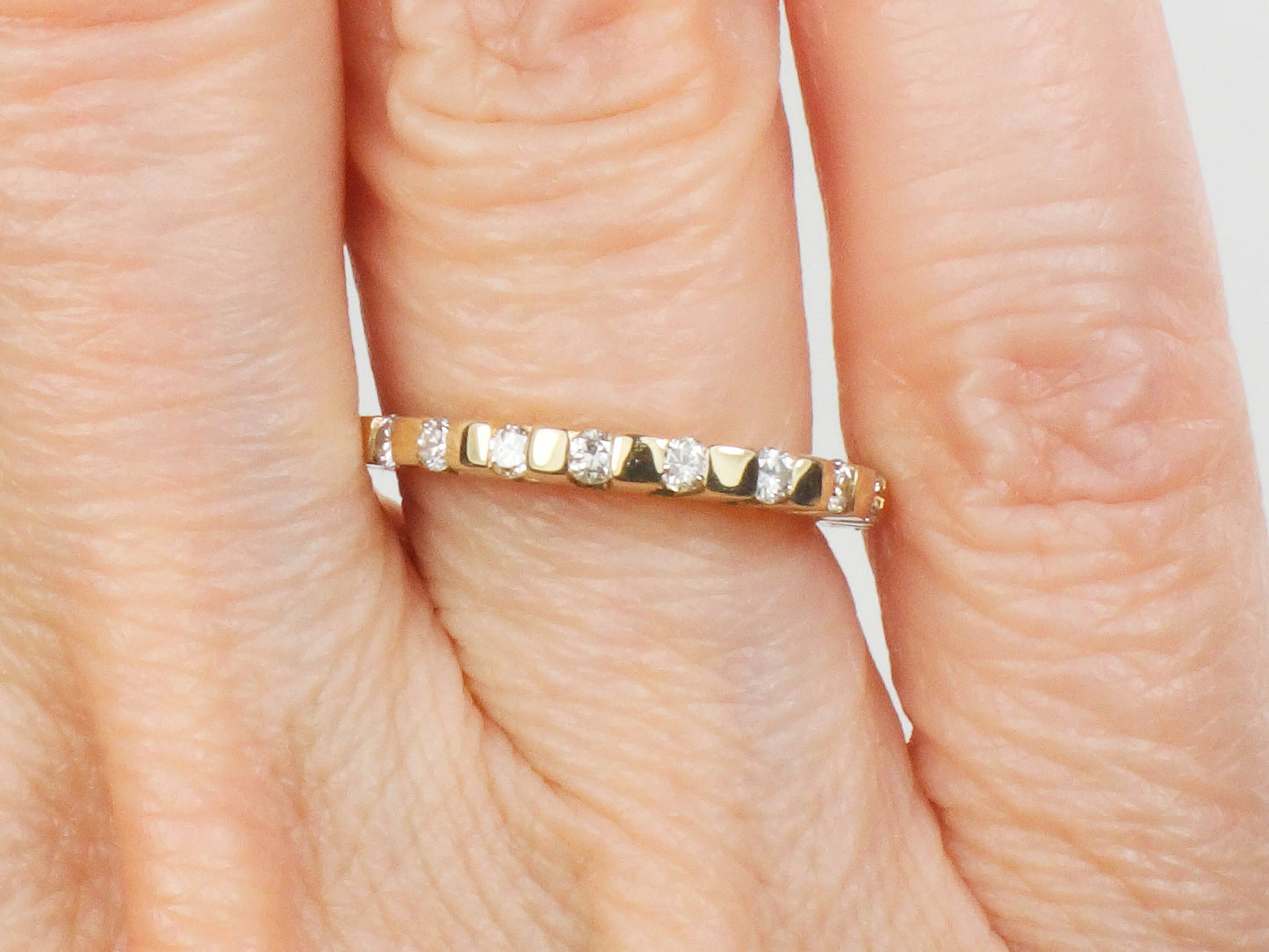 Vintage 14k Yellow Gold Diamond Wedding Band Ring, Size 4.75