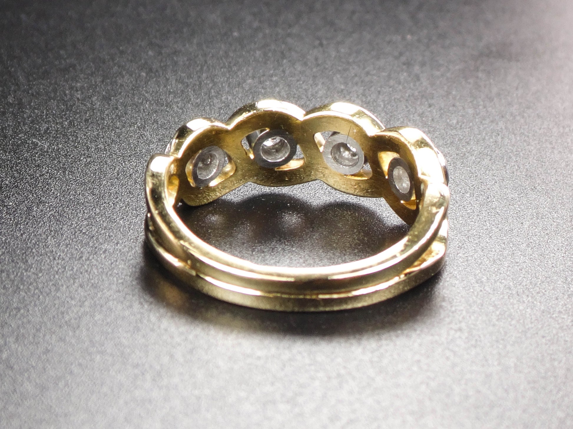 Vintage 18k Four Diamond Ring Diamond Wedding Band Approx .50 Carats TDW Size 6