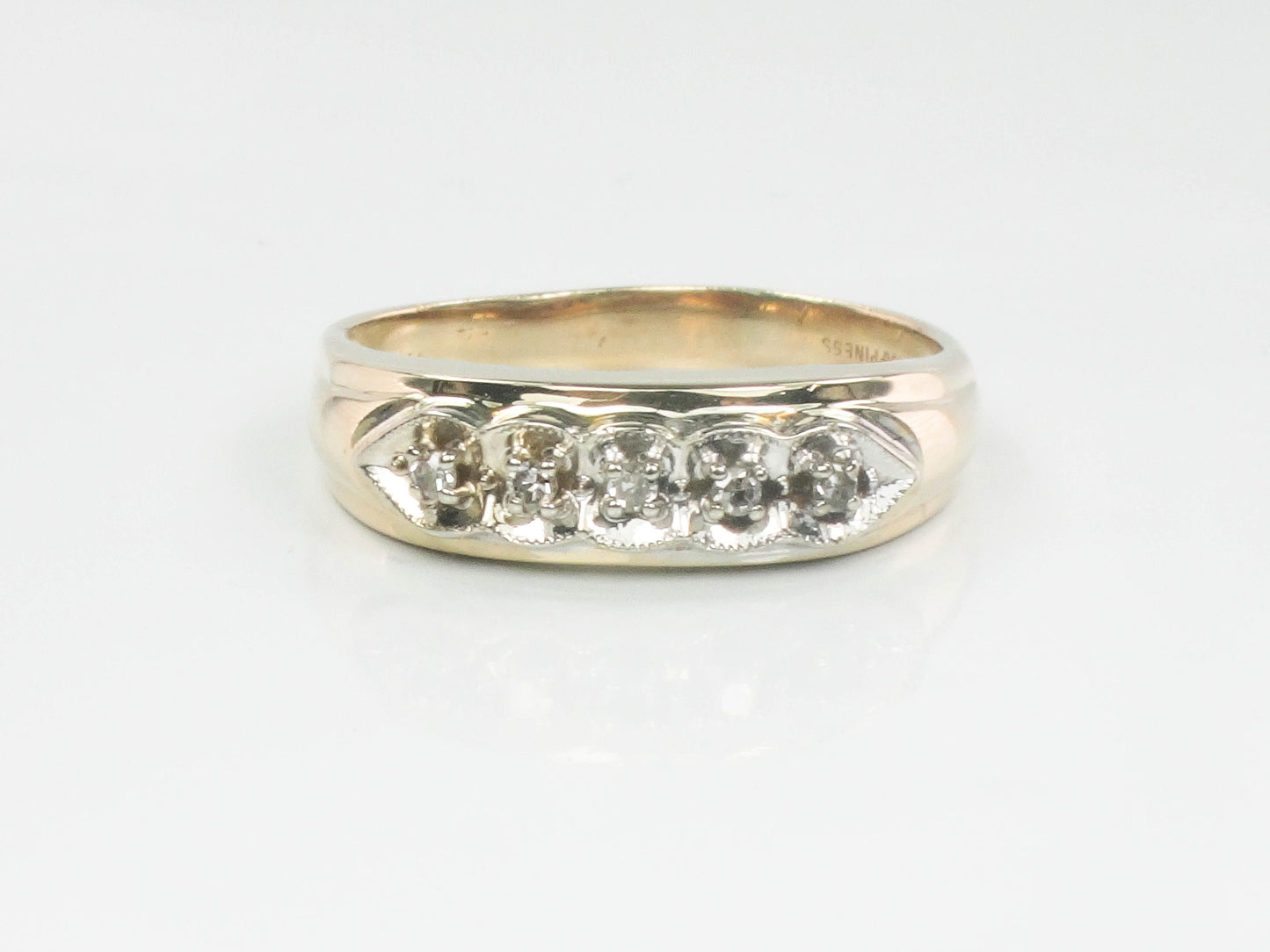 Vintage 14k Two Tone Gold Diamond Wedding Band Size 11