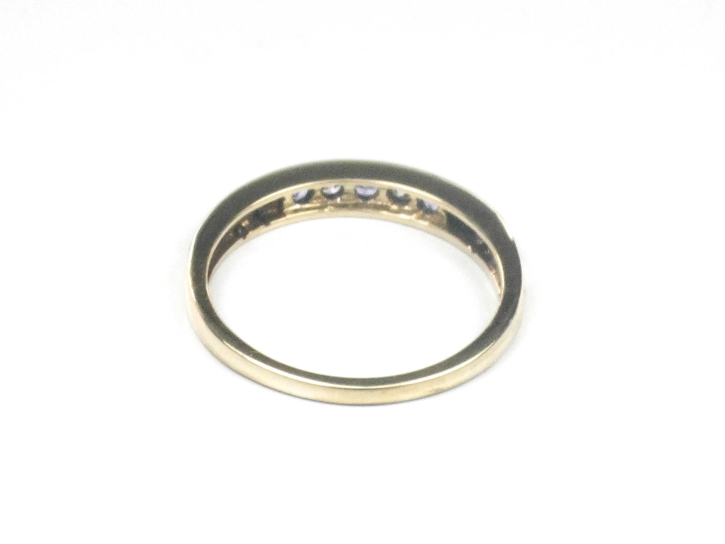 Vintage 10k Gold Purple Stone Ring with Diamond Accents: Thin Band, Size 6.5