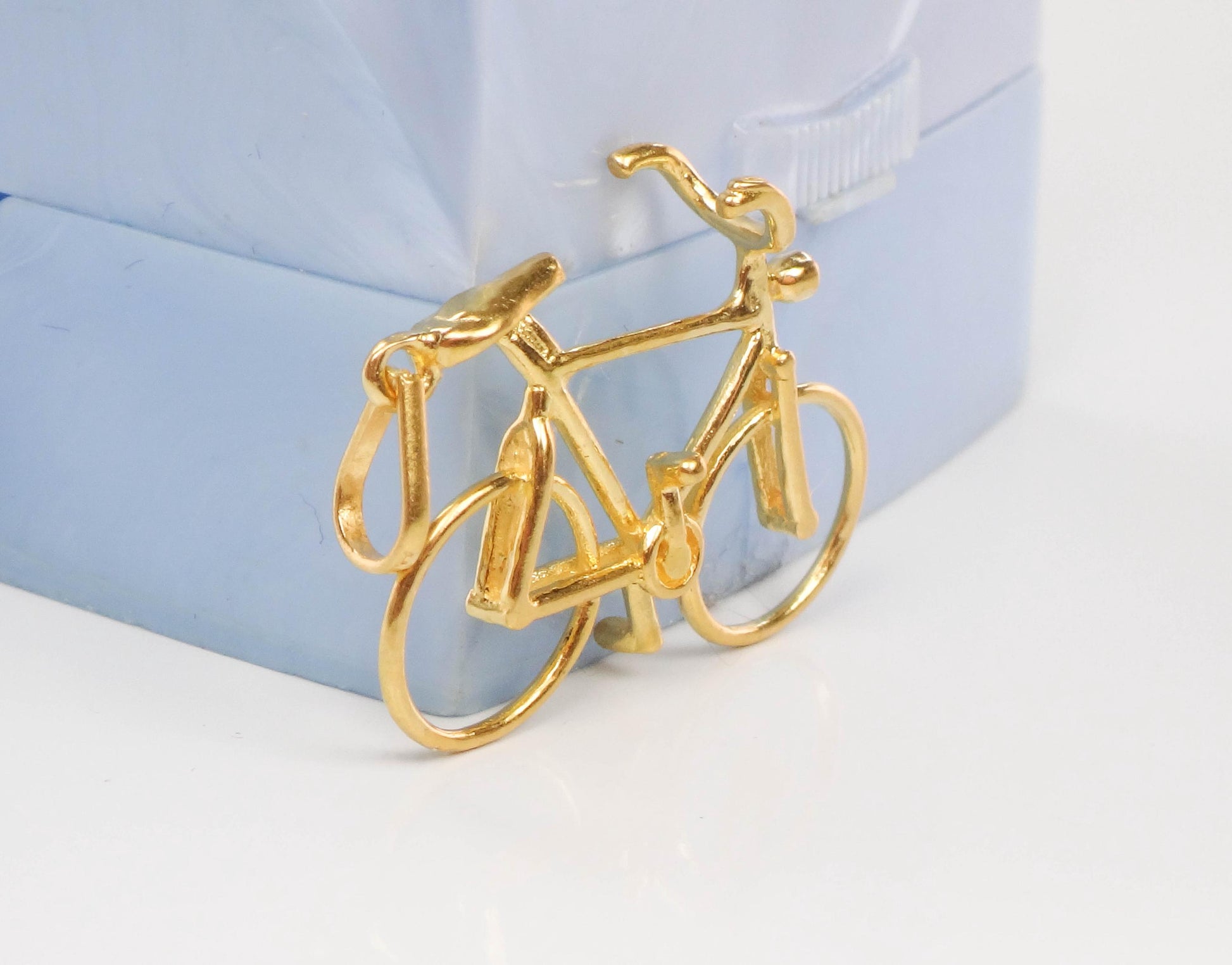 Vintage Solid 21k Yellow Gold Bicycle Pendant Charm