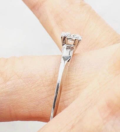 Vintage 14k White Gold Round Solitaire Diamond Engagement Ring - Approx .25 Carats Natural Diamond Ring Size 8