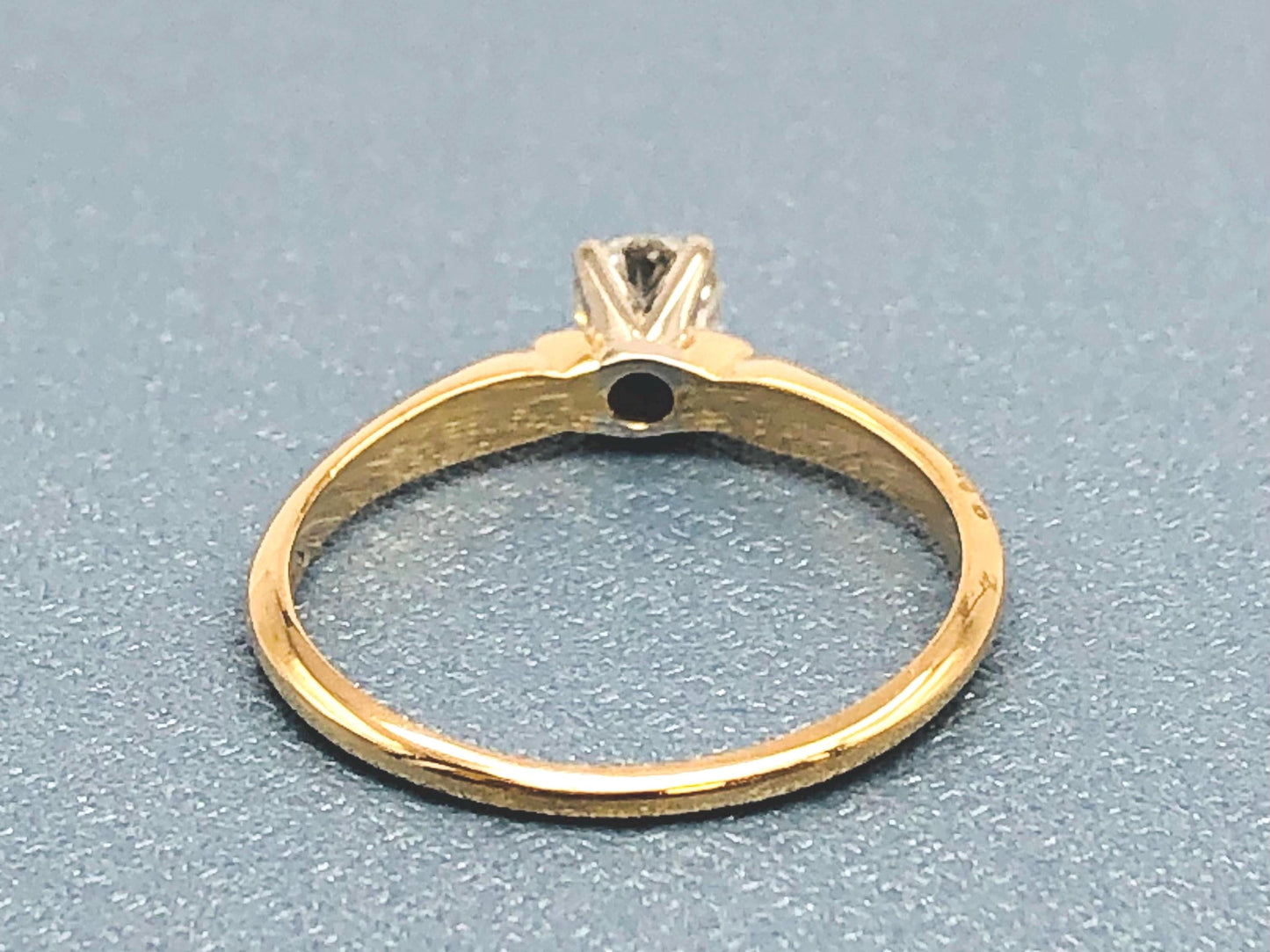 Vintage 18k Yellow Gold Natural Round Cut Diamond Engagement Ring, Solitaire Earth Mined Diamond Approximately .25 Carats, Size 5.75