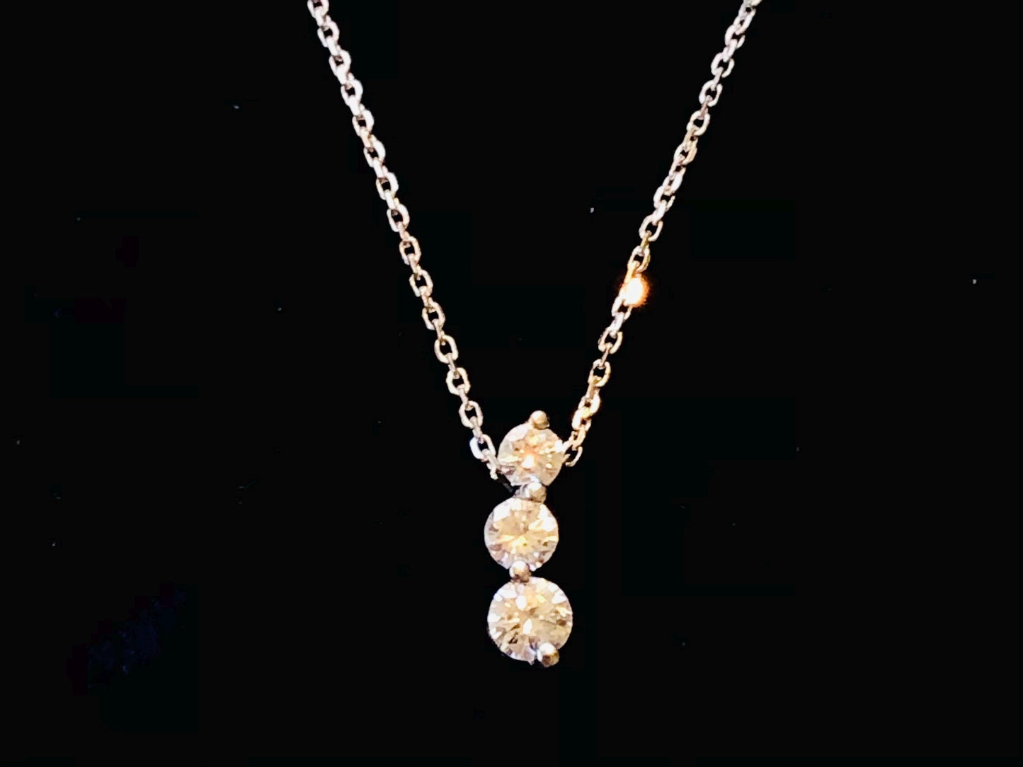 Vintage 14k White Gold Diamond Journey Pendant Necklace (Three Stone, 0.5 Carat TDW, 16")