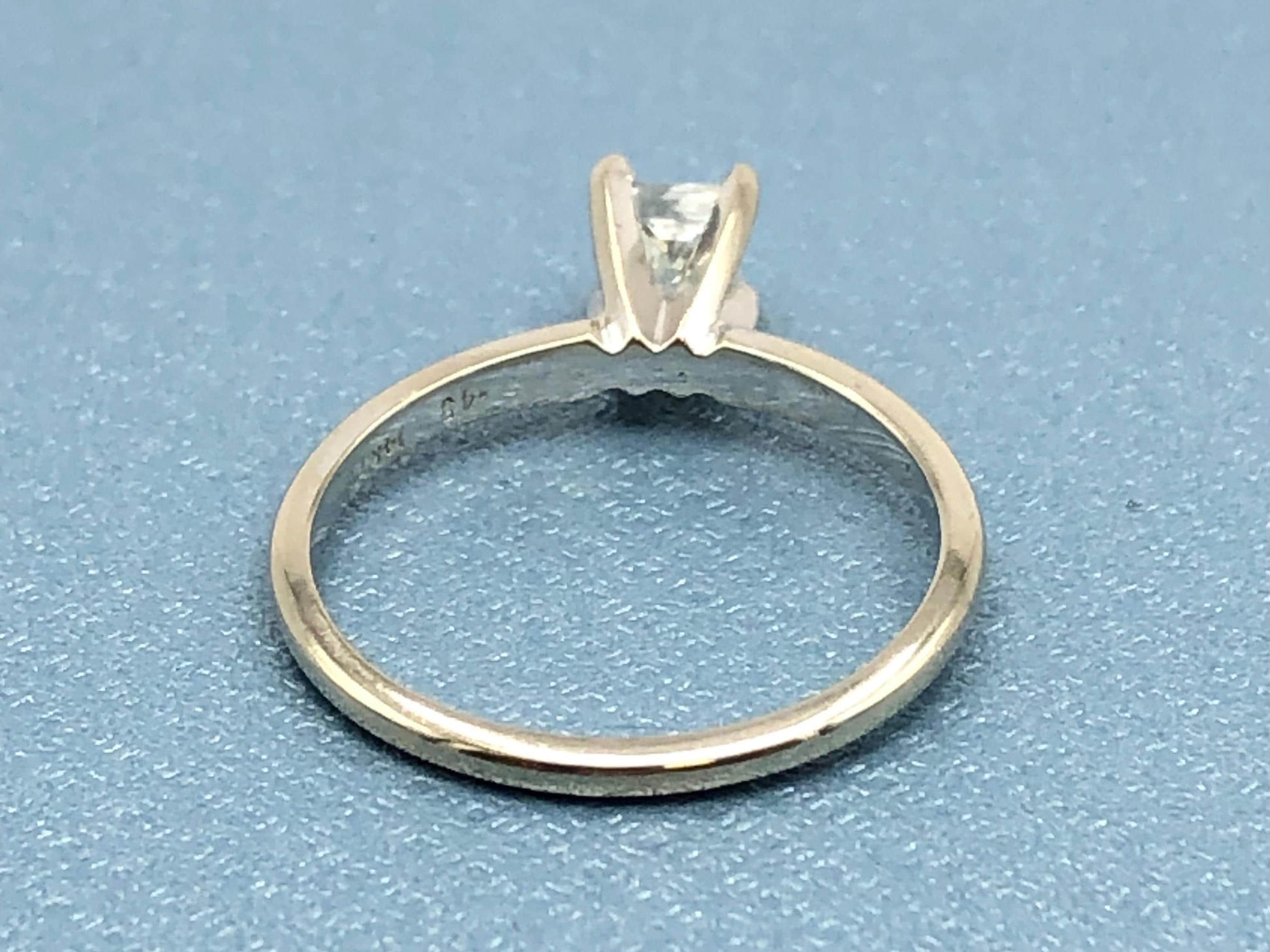 Vintage 14k White Gold Princess Cut Diamond Solitaire Engagement Ring: .45 CT, Size 7
