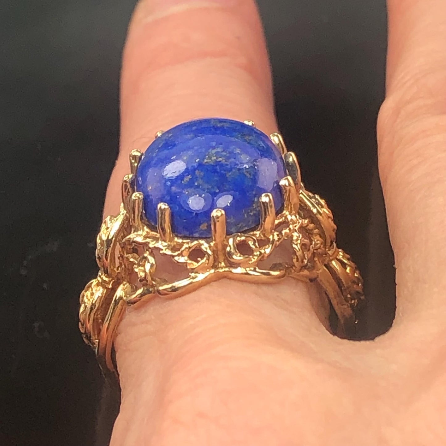 Vintage 14k Yellow Gold Lapis Lazuli Ring, Size 9.25